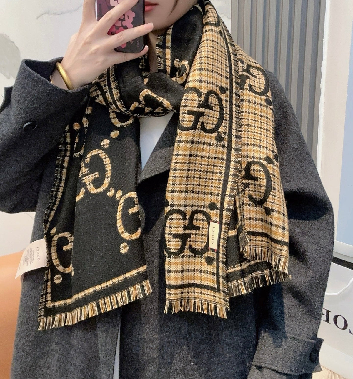 GG Classic 180CM Black Beige Wool 287938