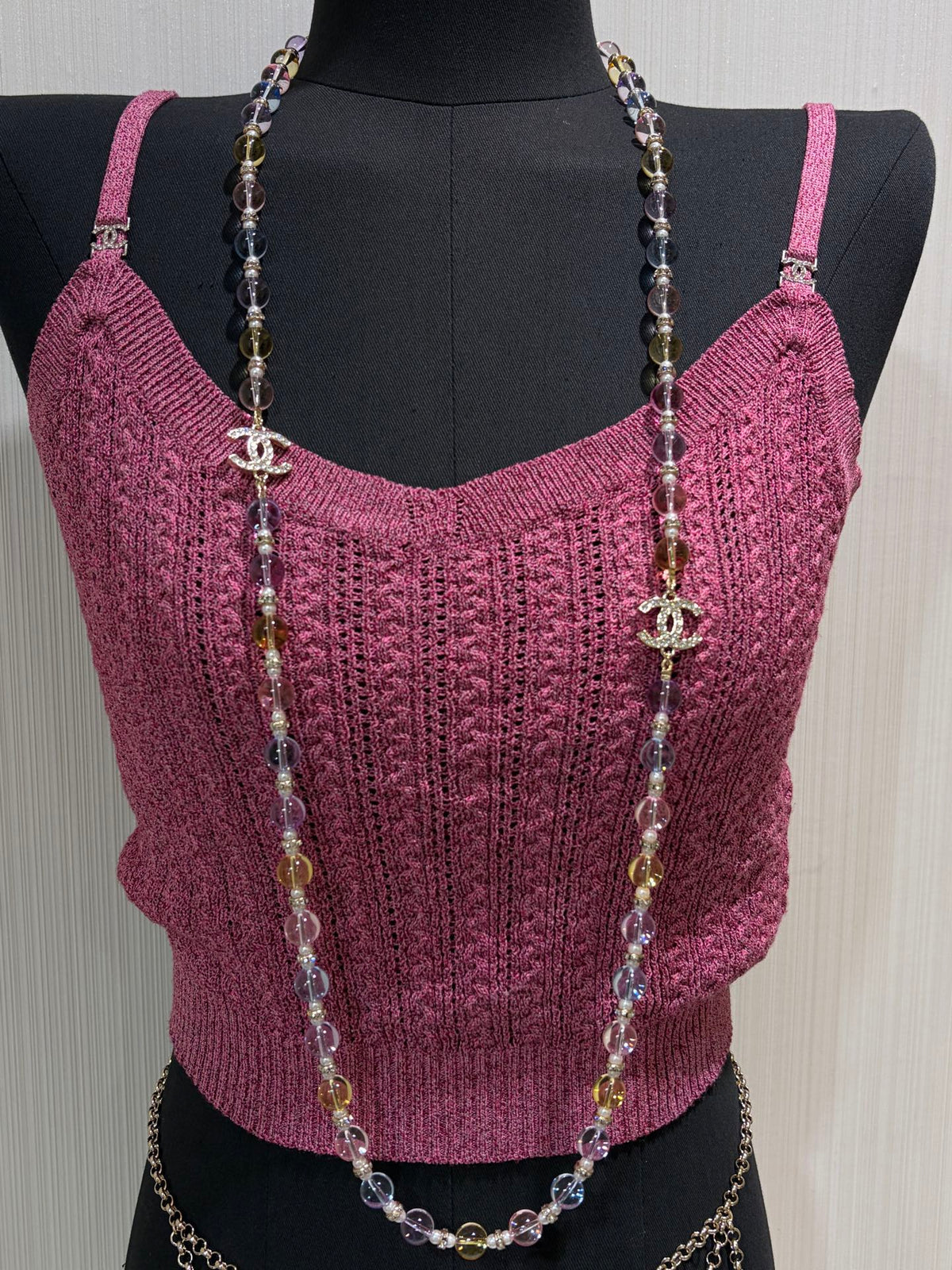 Chanel 2026 Colorful Crystal Full Rhinestone Double C Necklace