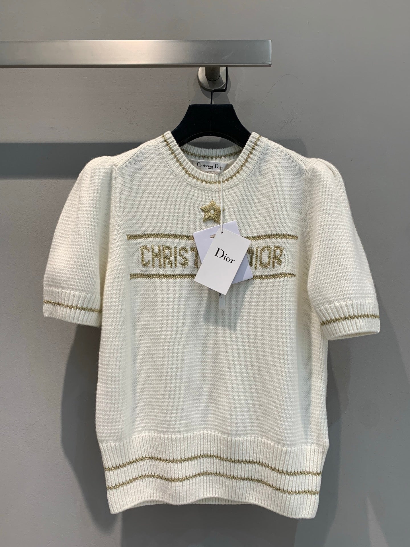 CD 25 Lucky Star Knit Top Beige Sheep wool