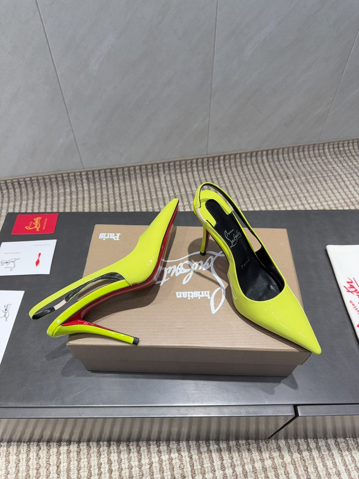 CL 26SS Slingback 100 Neon Yellow Patent Leather 613988