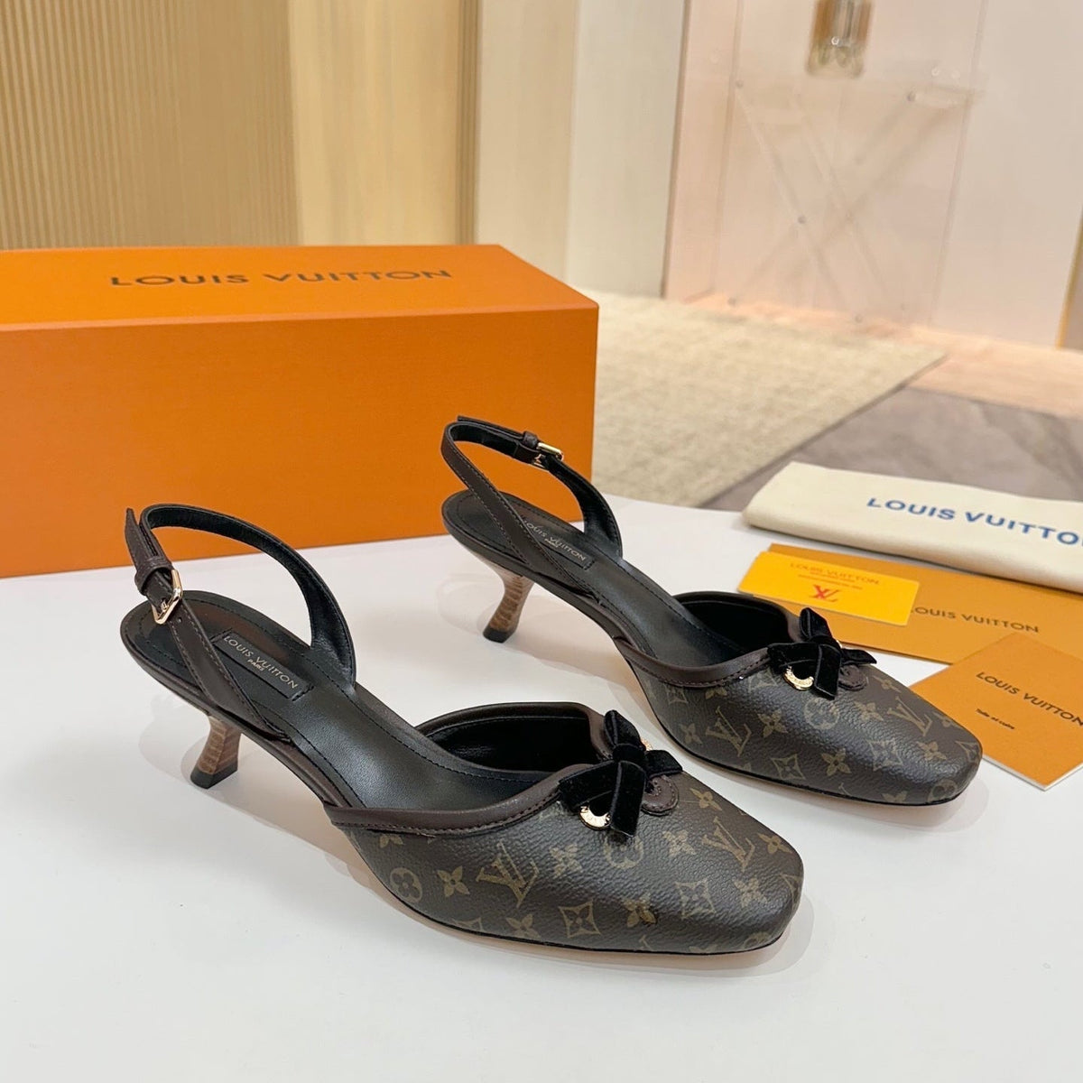 LV 26ss Slingback 60 Dark Brown Cowhide 664897