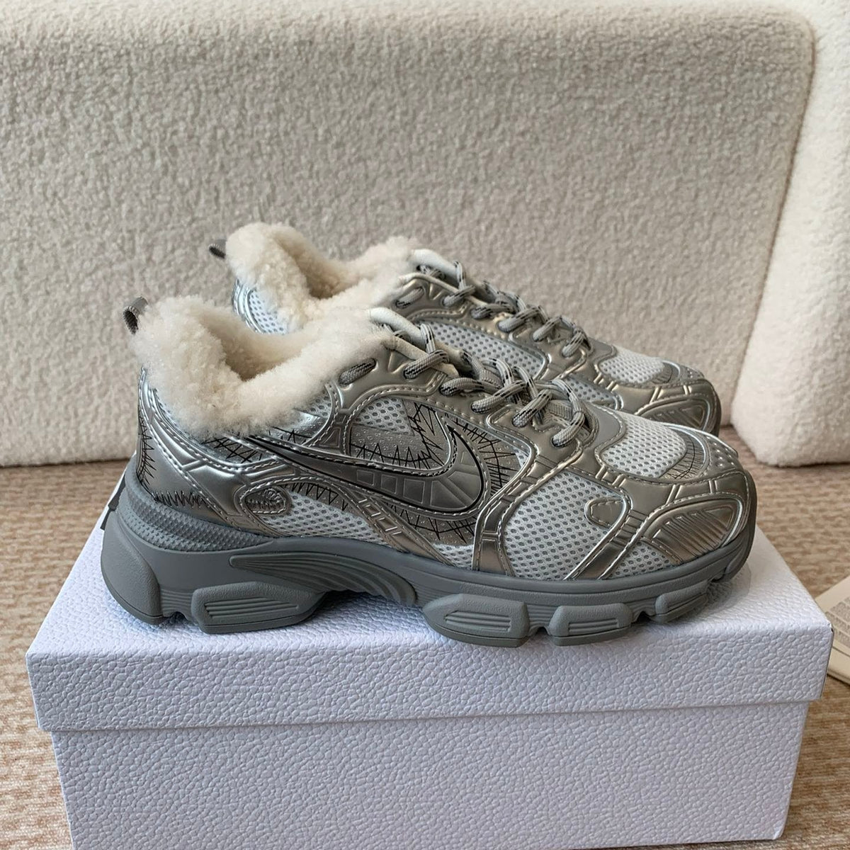 CD Chrono Sneaker In Silver Mix White Mesh Fabric 998712