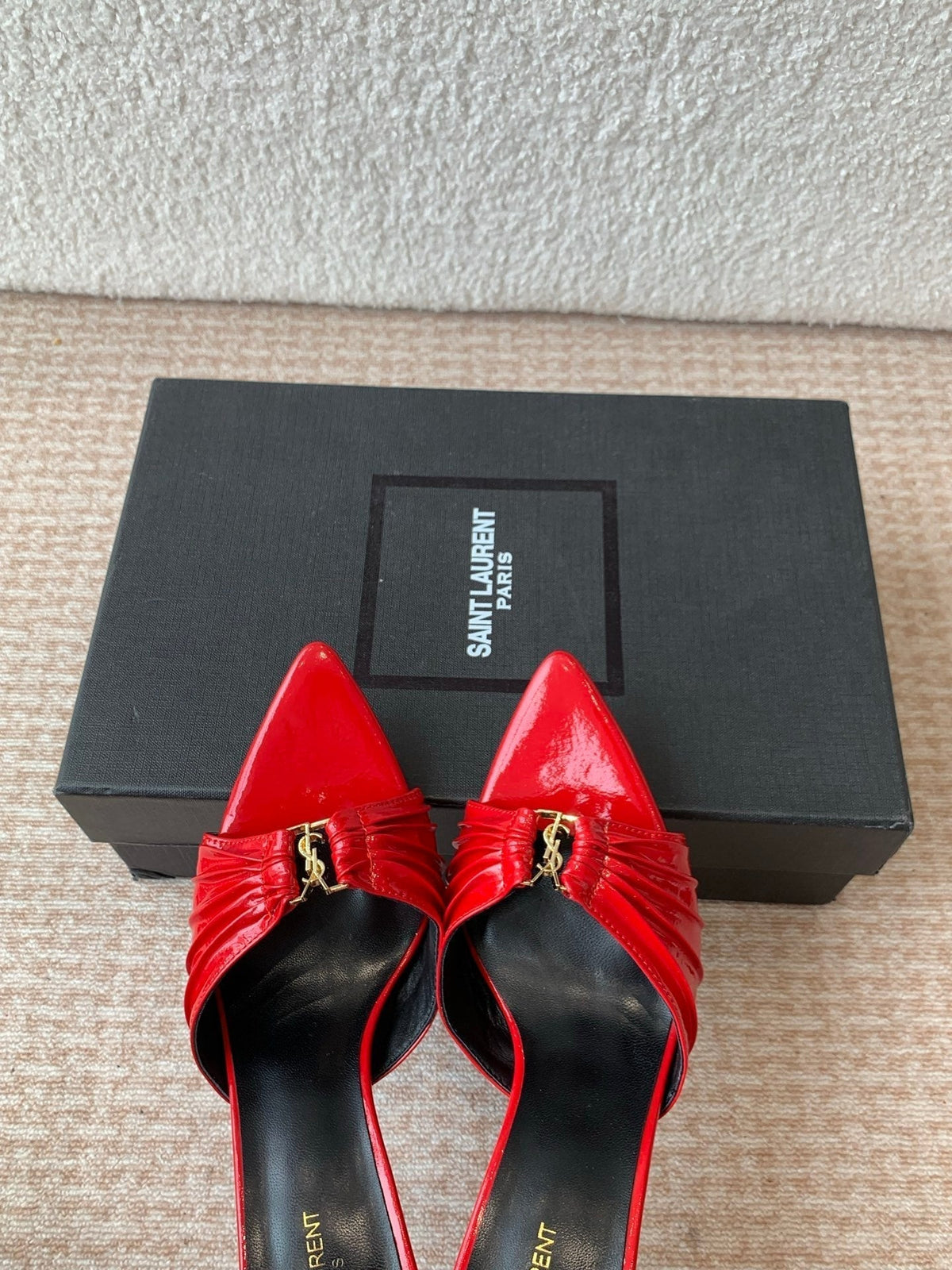 SL Babylone Sandal Heeled 10cm Red Patent Calfskin
