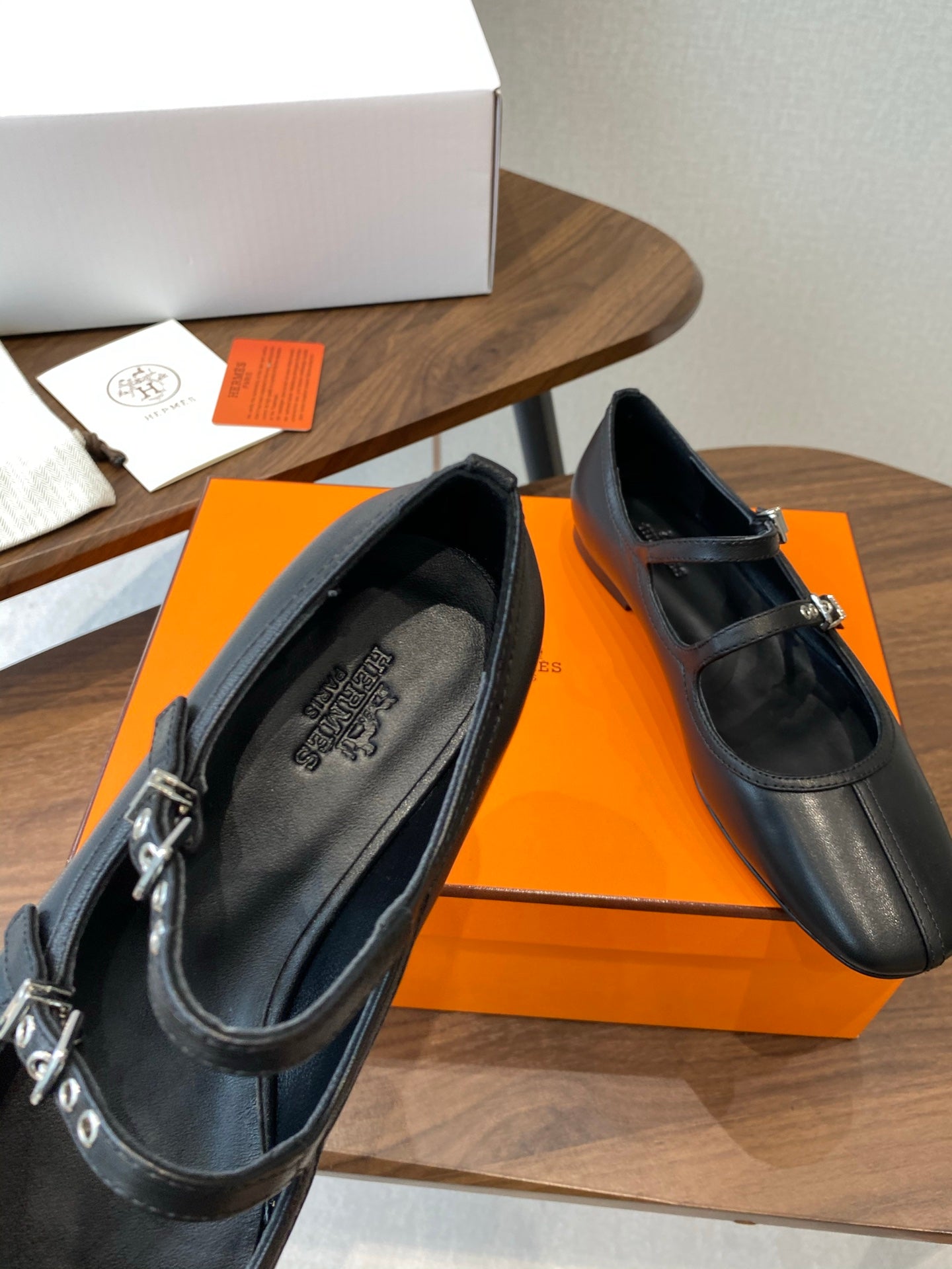 HM  25s Mary Jane Double Strap Black Calfskin 422565