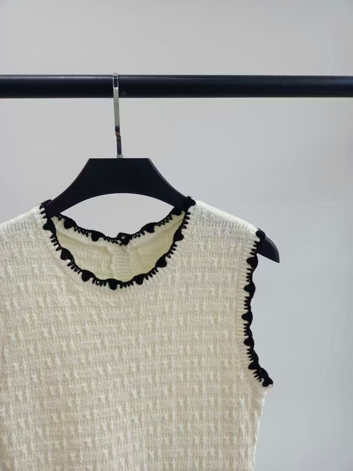 Chanel 2026 Cream Block Lace Hand-Croche Lace Knit Vest Dress 408799