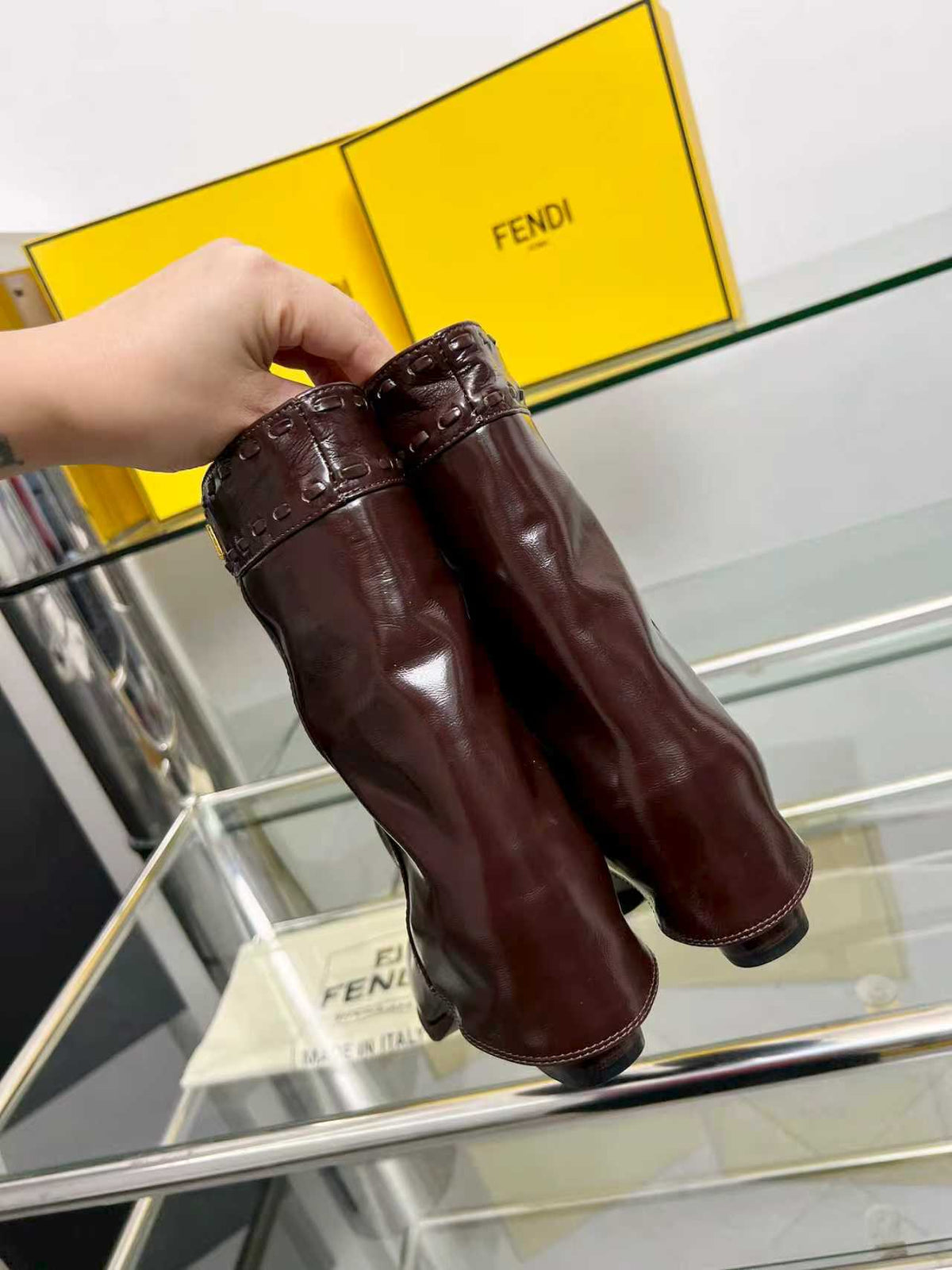 FENDI low boots  burgundy calfskin 521235