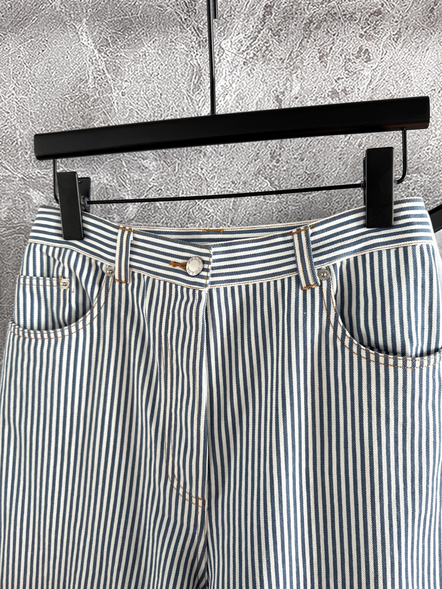 Prada Striped Pants Blue mix White Cotton