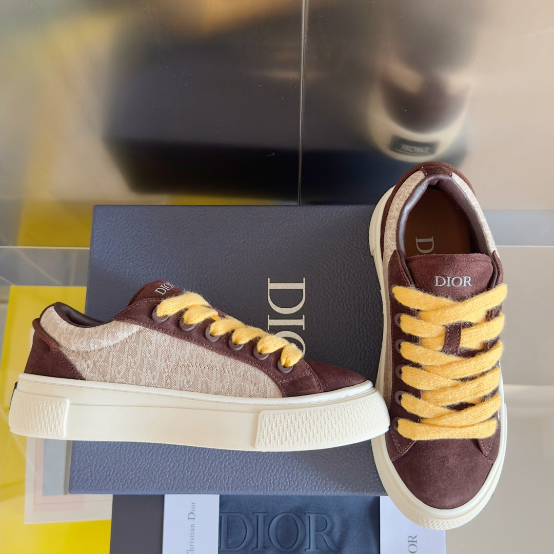 CD B33 Sneaker 40mm Brown Red Mix Light Brown Monogram Suede