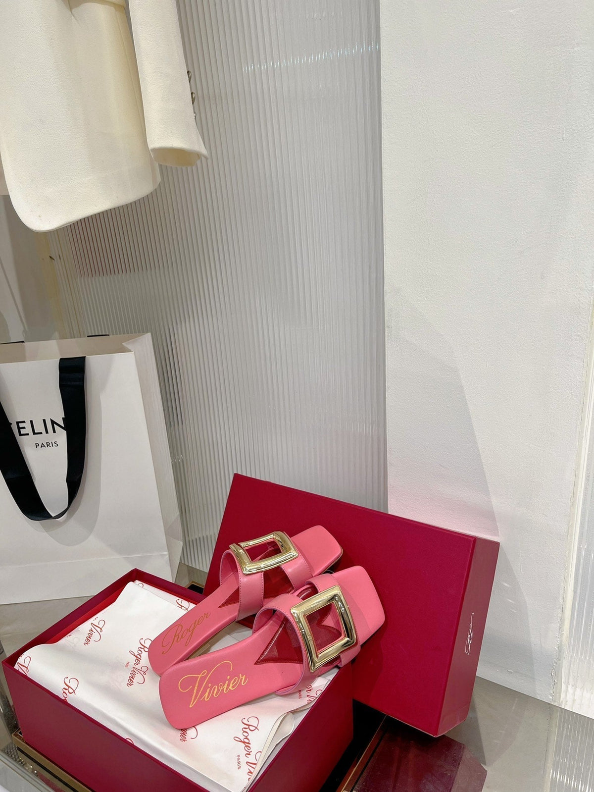 Viv Simple Slides Pink Cowhide 295938