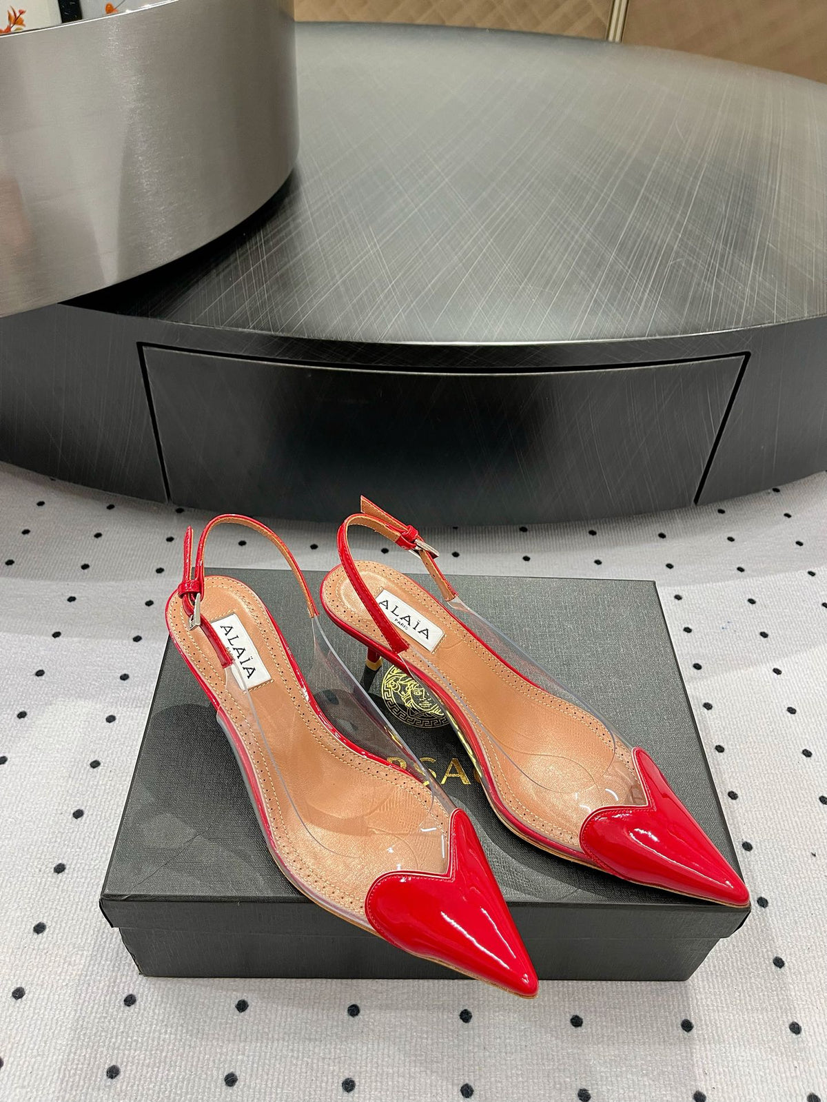Alaila Le CÅ“ur Slingbacks 60mm In Red Glossy Lambskin 954825
