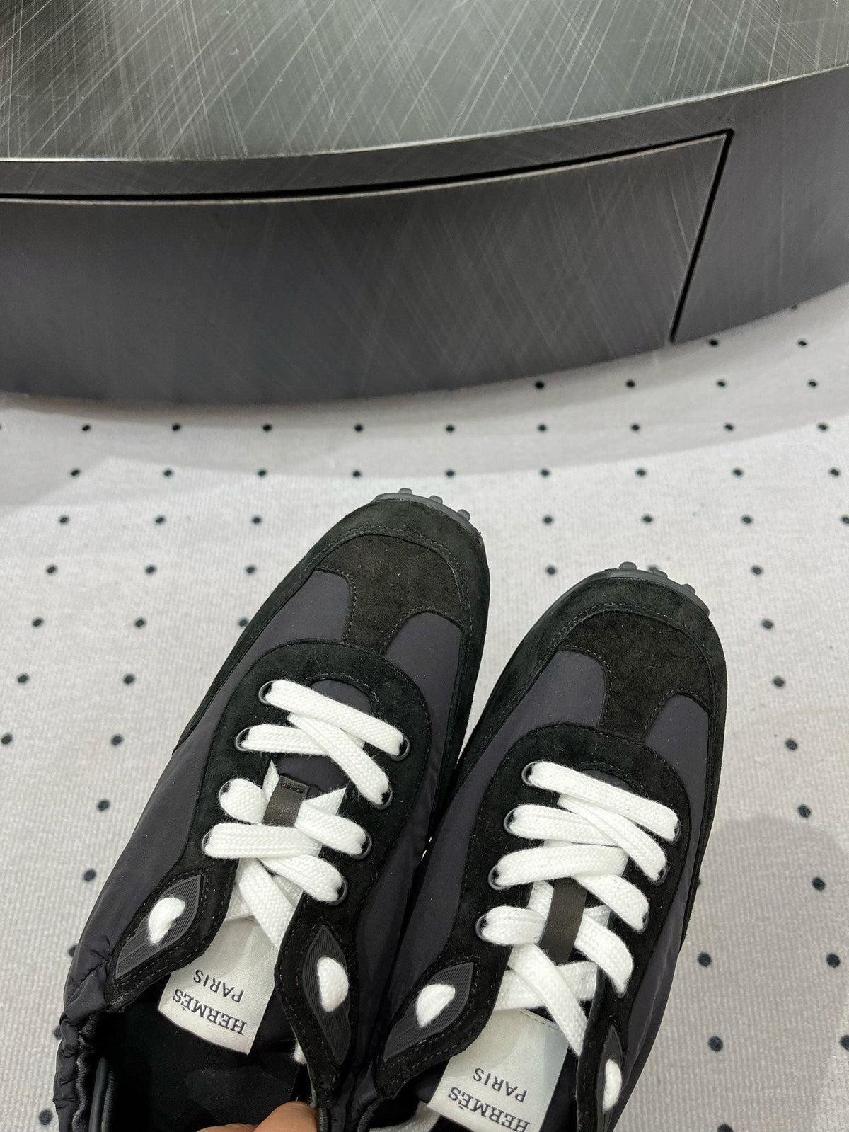 HM Sneaker 10mm In Black Grey Suede And Windbreaker Fabric  954752