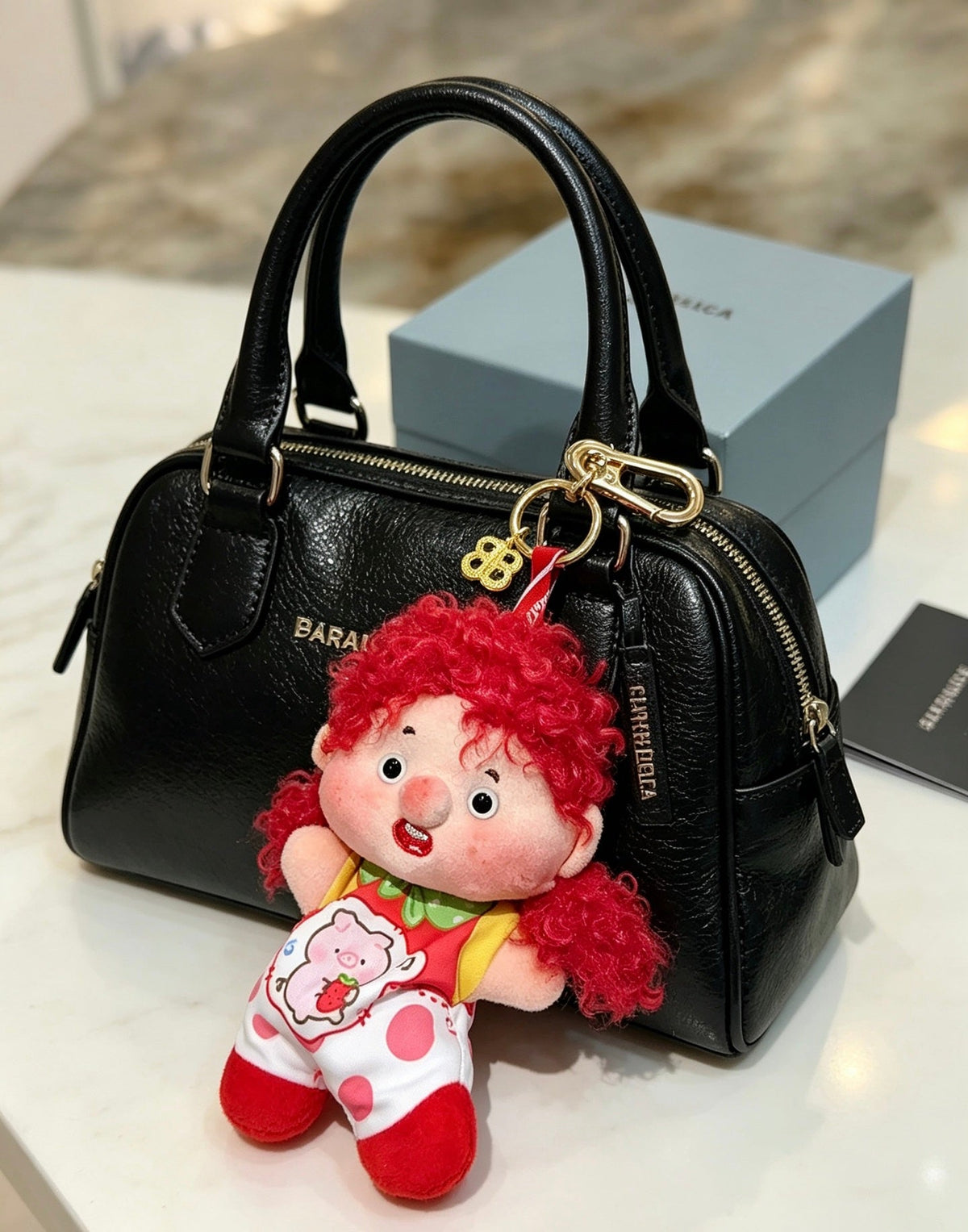 Balenciaga Cute Red-haired Curly Doll Charm