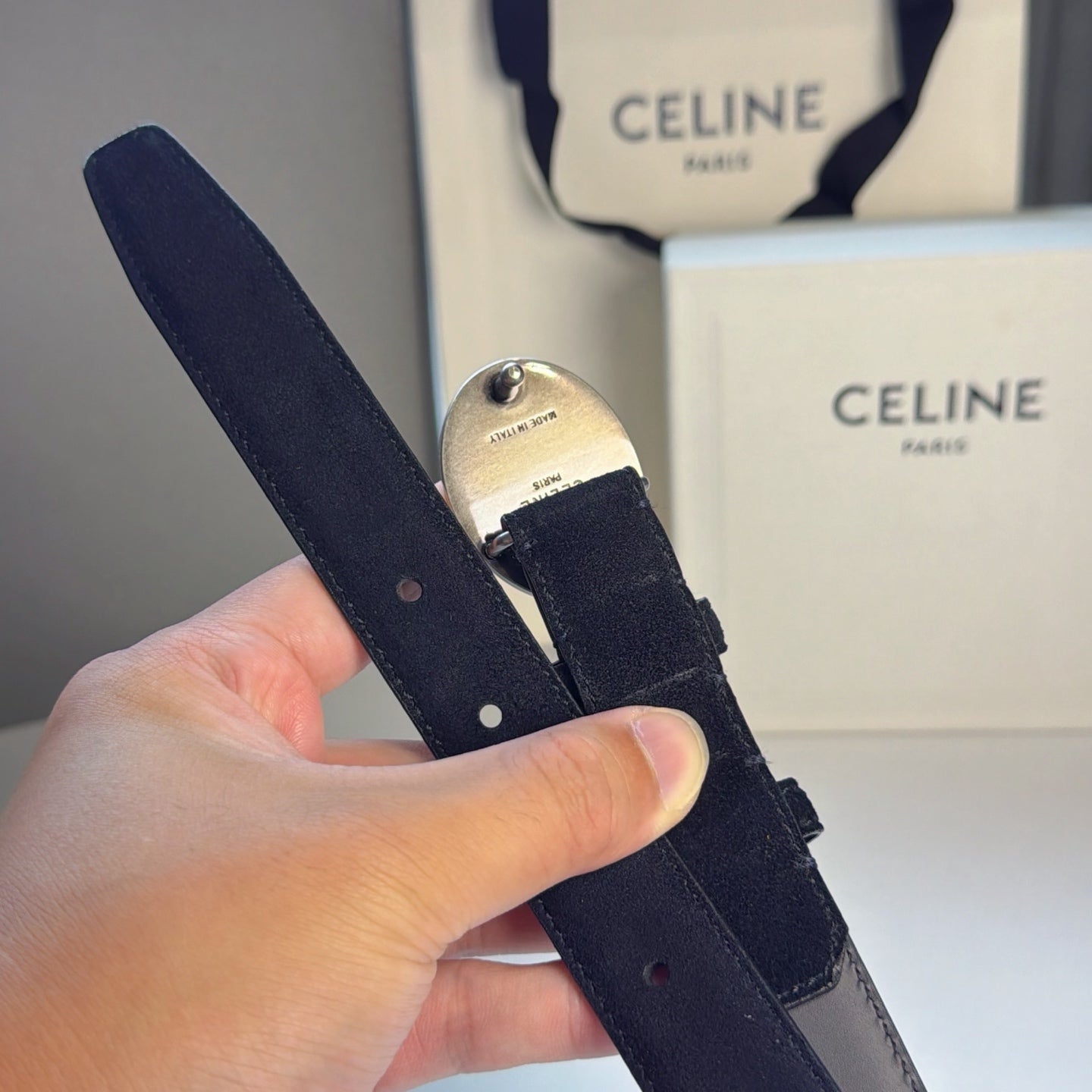 Celine 2026 Triomphe Belt 25mm Suede 205745
