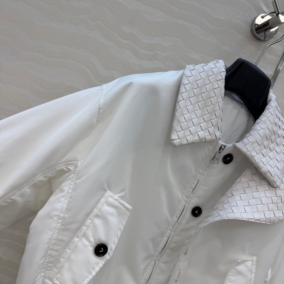 Bottega Veneta 2026 Intrecciato Jacket Cotton Leather 435633