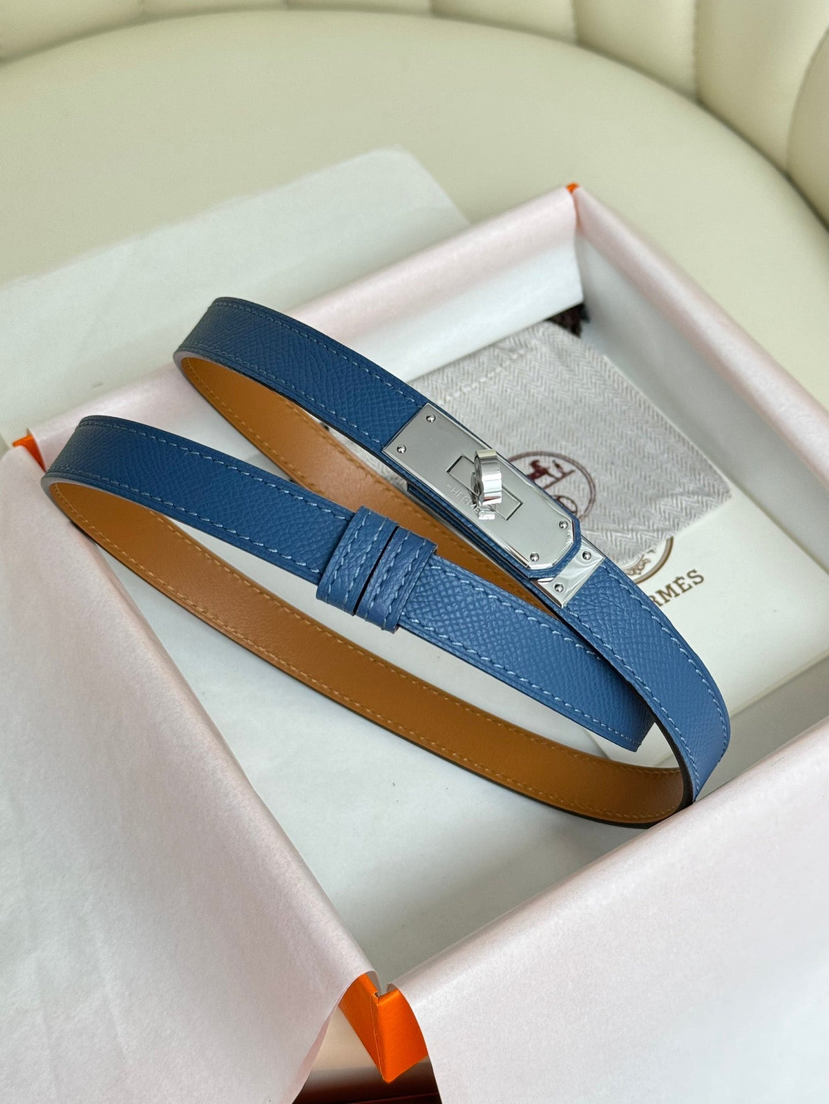 HM Kelly Belt 18mm Blue Epsom Leather
