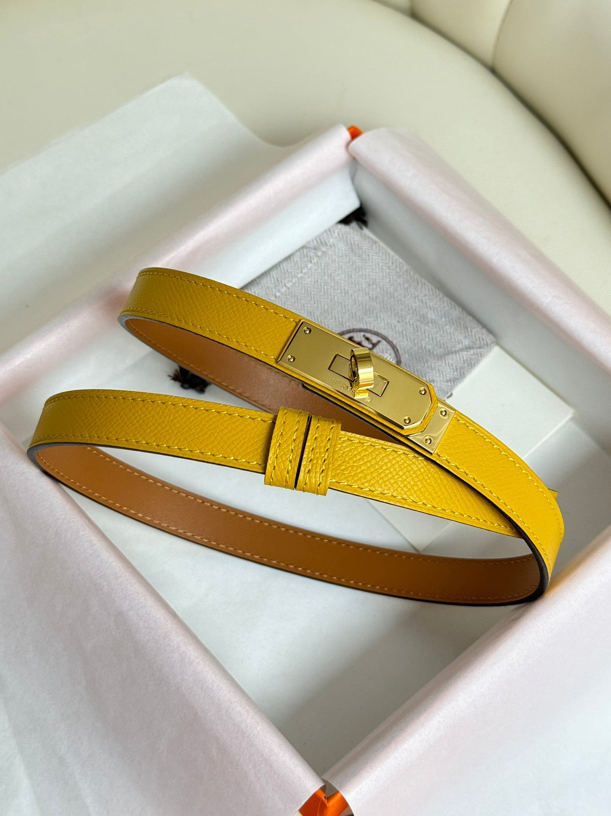 HM Kelly Belt 18mm Dark Yellow Epsom Leather