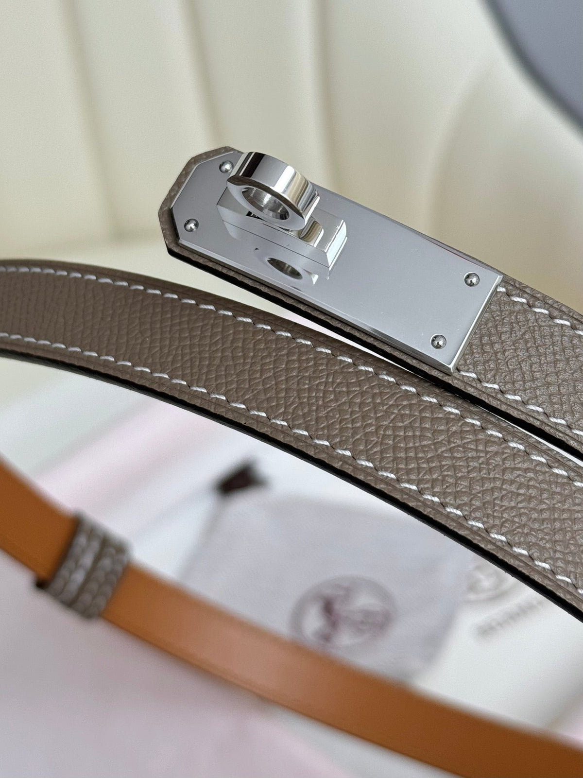 HM Kelly Belt 18mm Elephant Gray Epsom Leather