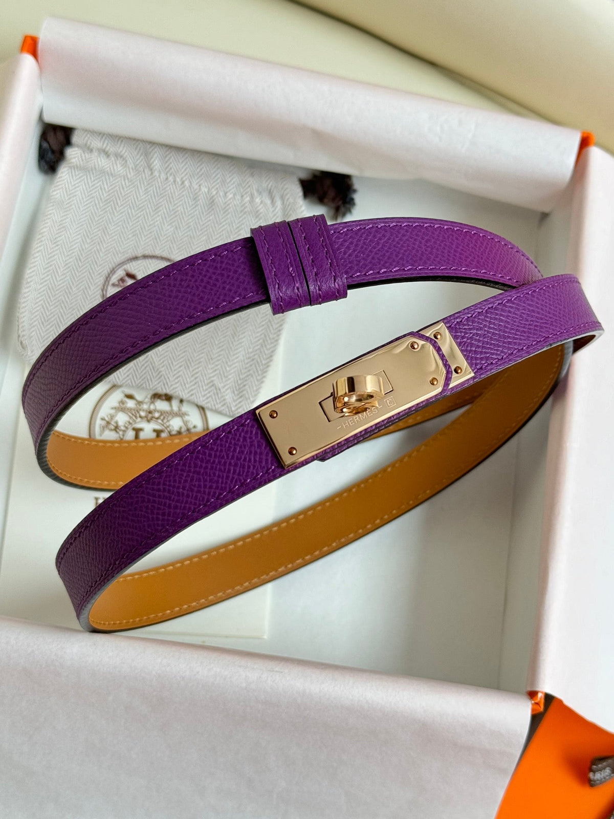HM Kelly Belt 18mm Violet Epsom Leather