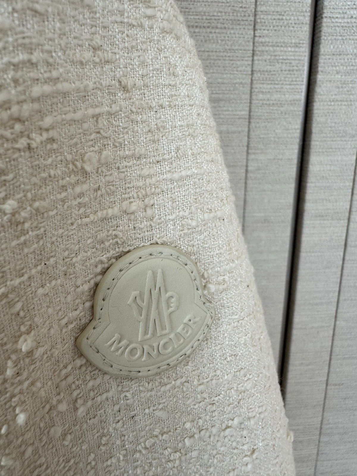 Moncler 2026 Bouclé Down Shirt Jacket Off-white Cotton Down