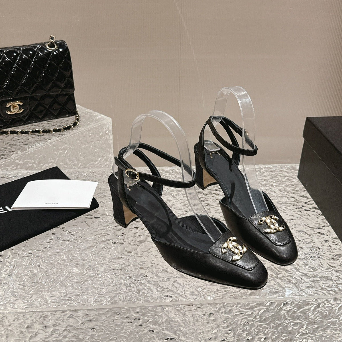 slingbacks 60 black lambskin cc logo