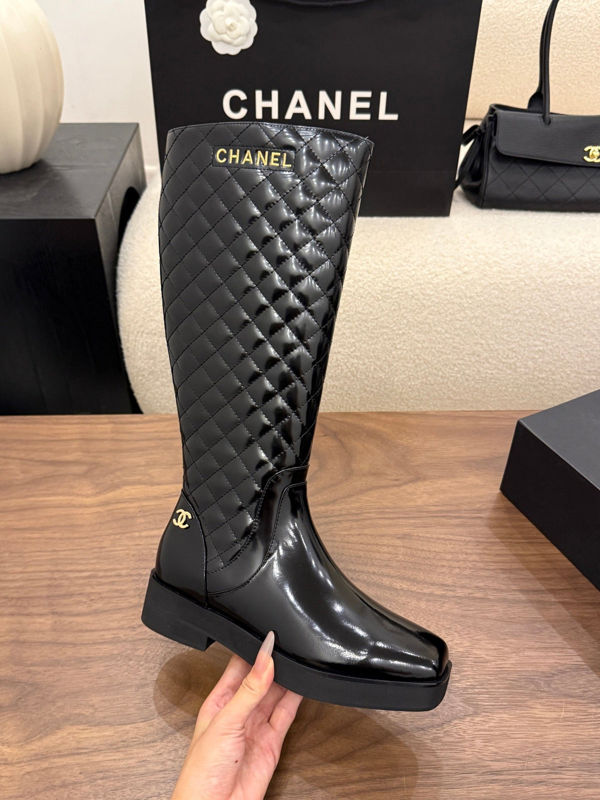 Chanel 2026 Quilted Boots Black Leather 173403