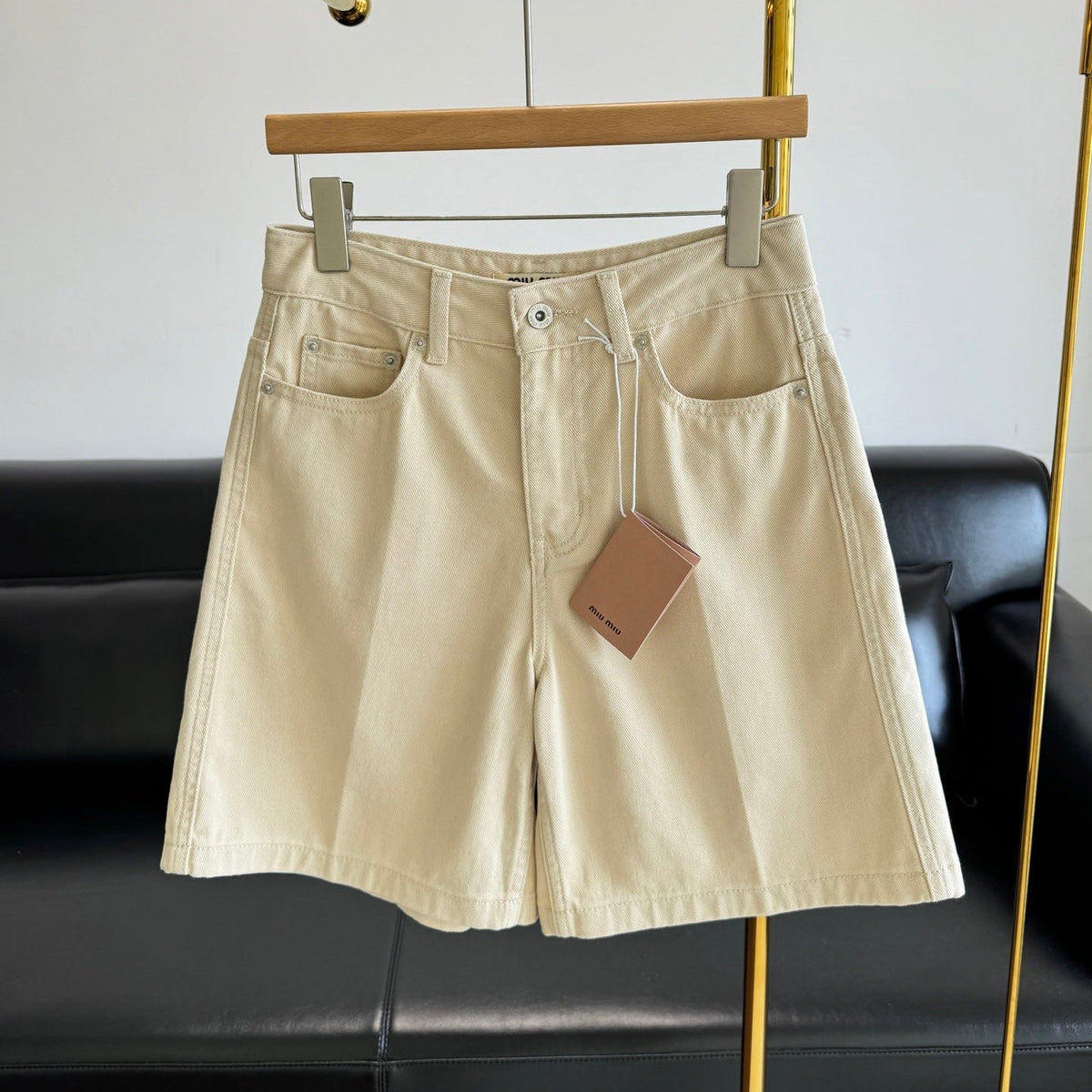 MiuMiu 2026 Denim Shorts Beige Cotton 635724