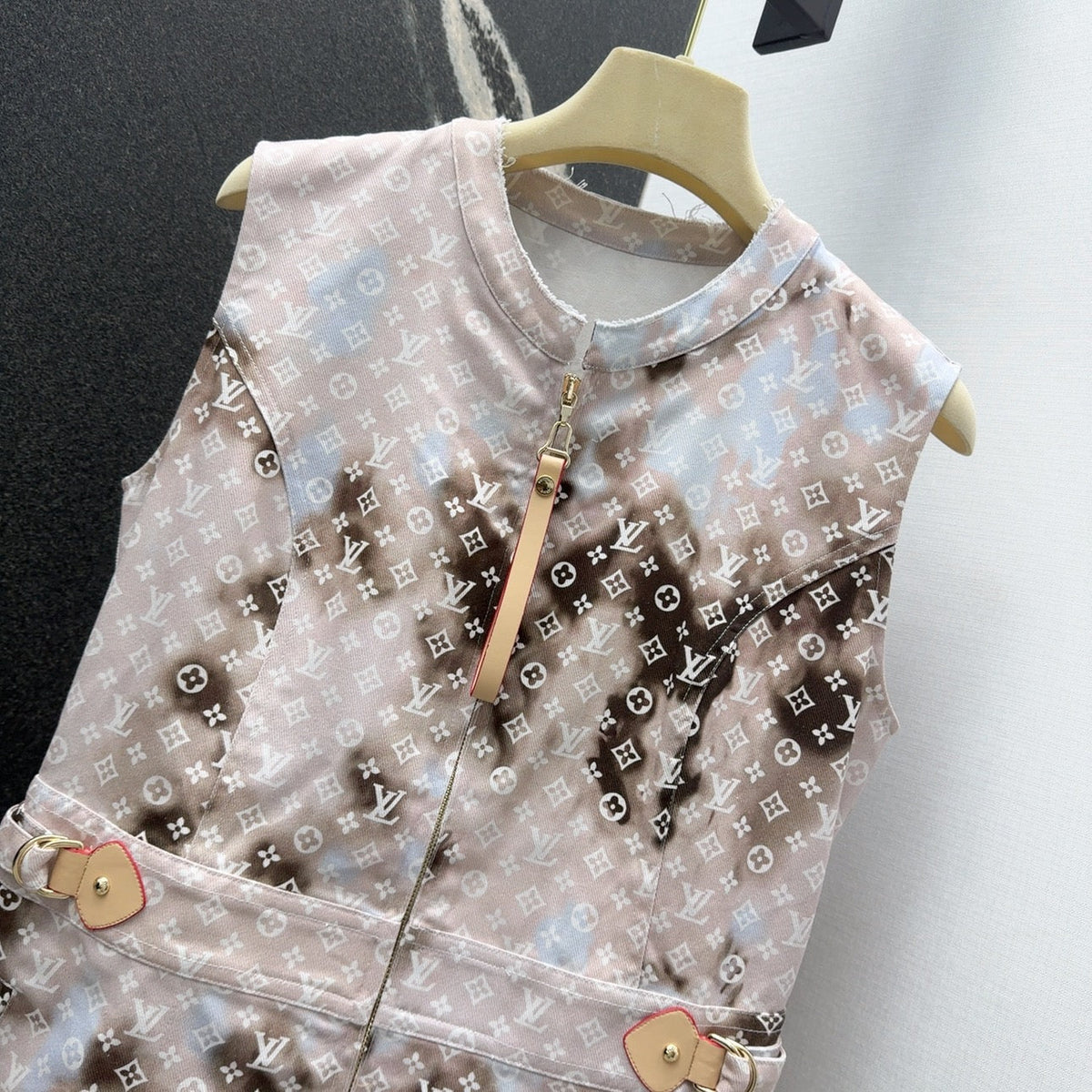 LV 25 Mononogram Gradient Print Logo Denim Vest Dress Multicolor
