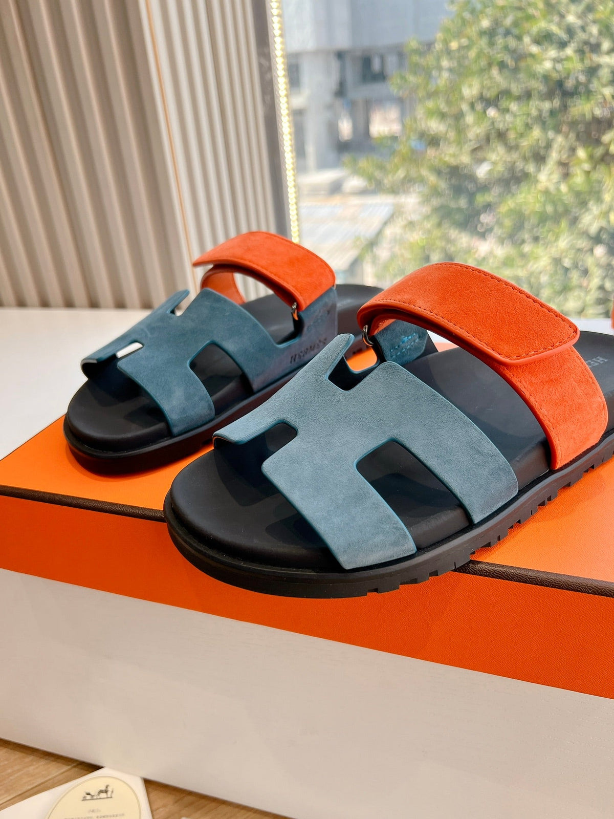 HM Chypre Sandal Teal Blue Mix Orange Suede 202808