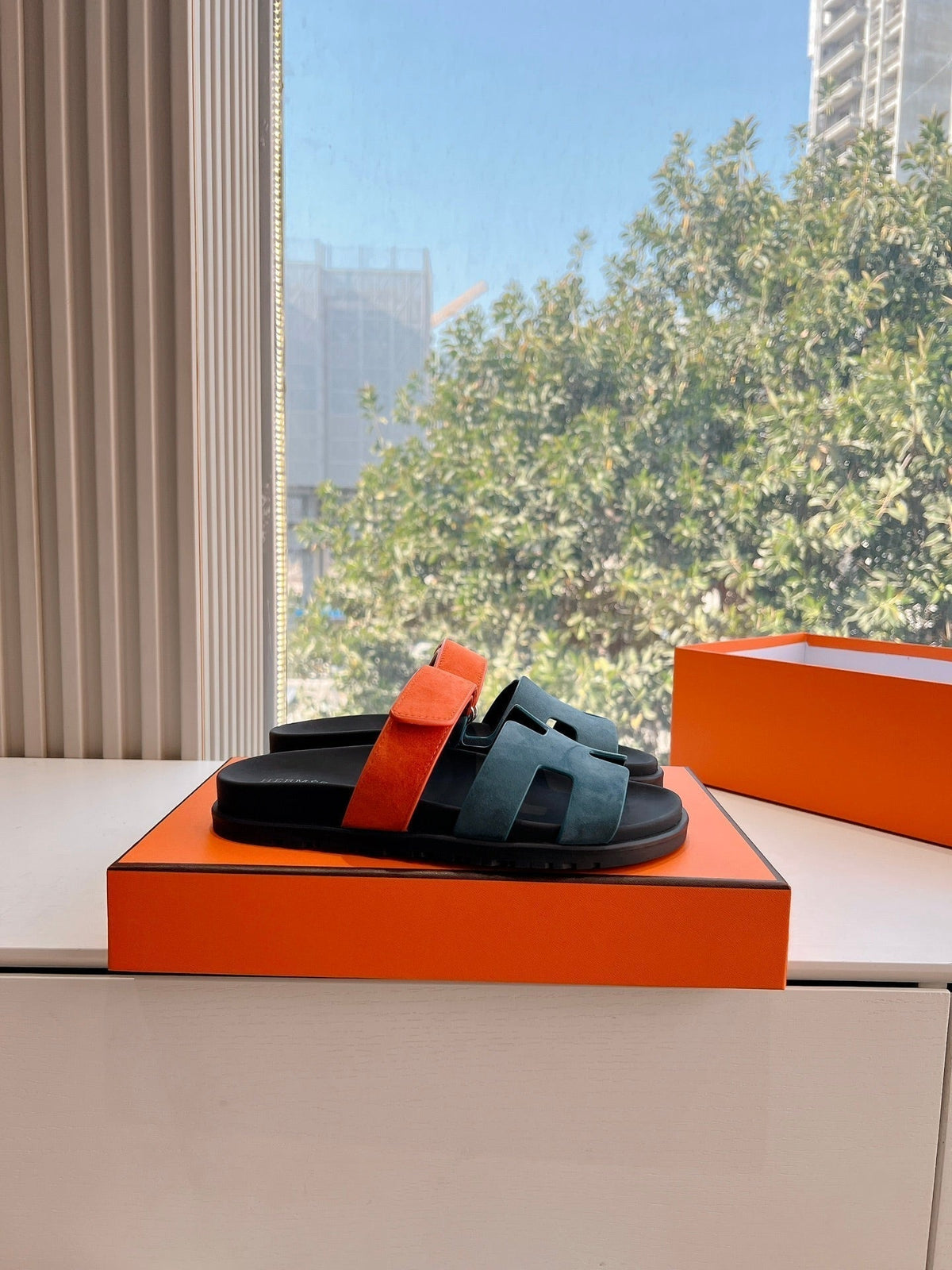 HM Chypre Sandal Teal Blue Mix Orange Suede 202808