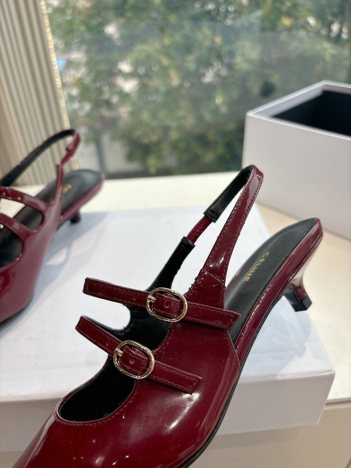 CELINE  Slingback Red Patent Leather 285947