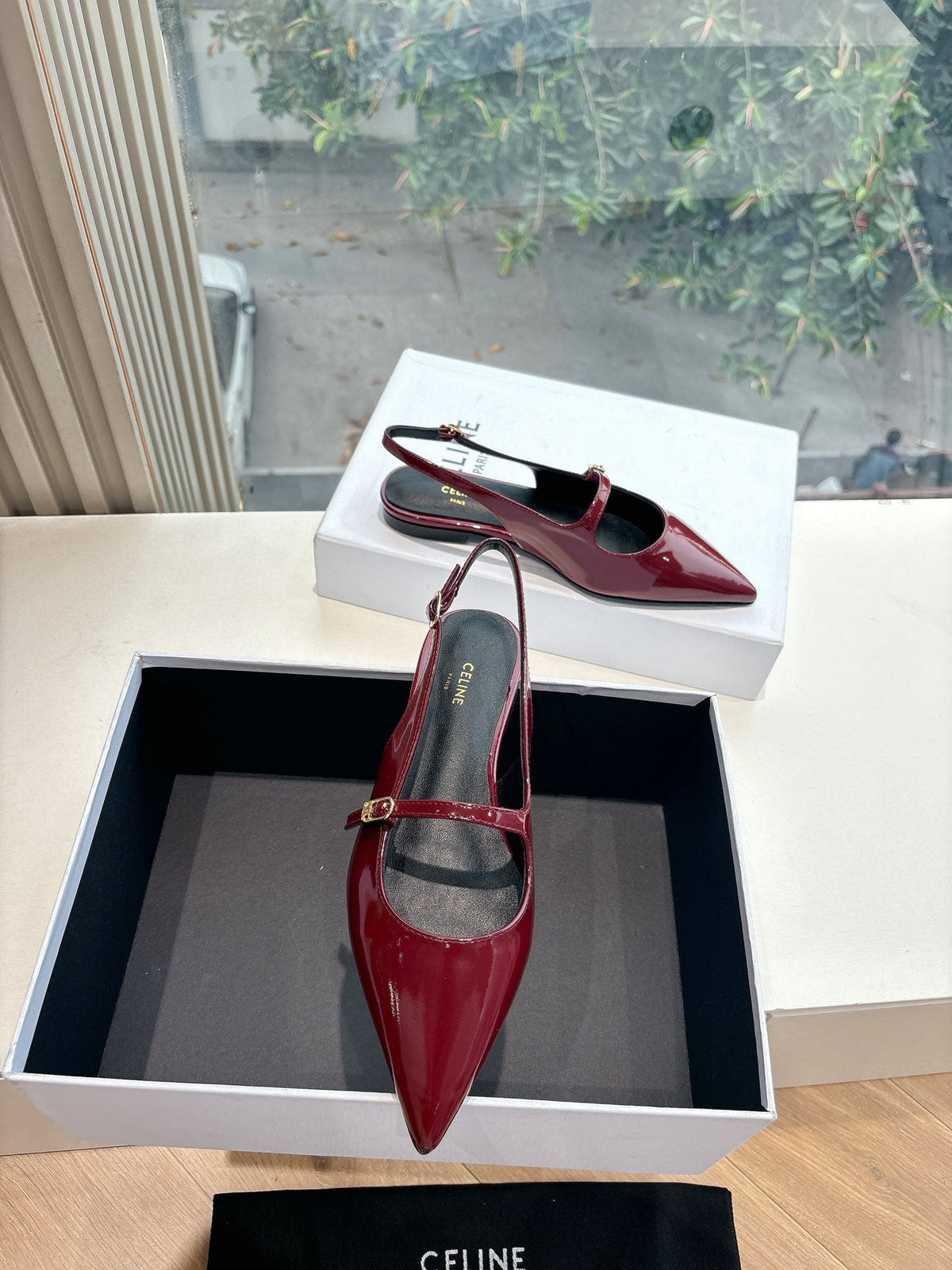 CELINE  Slingback Red Patent Leather 285950