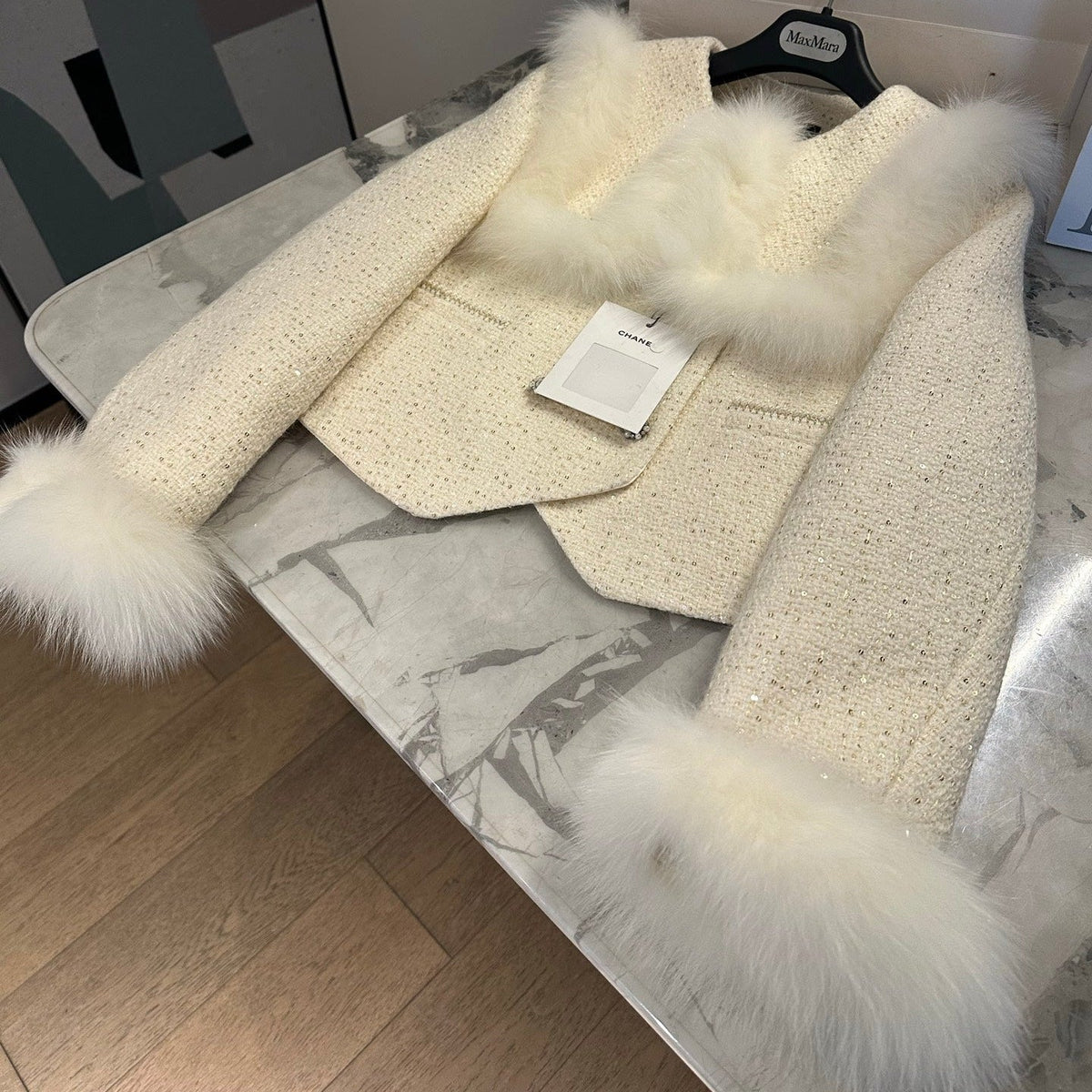 Chanel 2026 Jacket White Tweed Fur