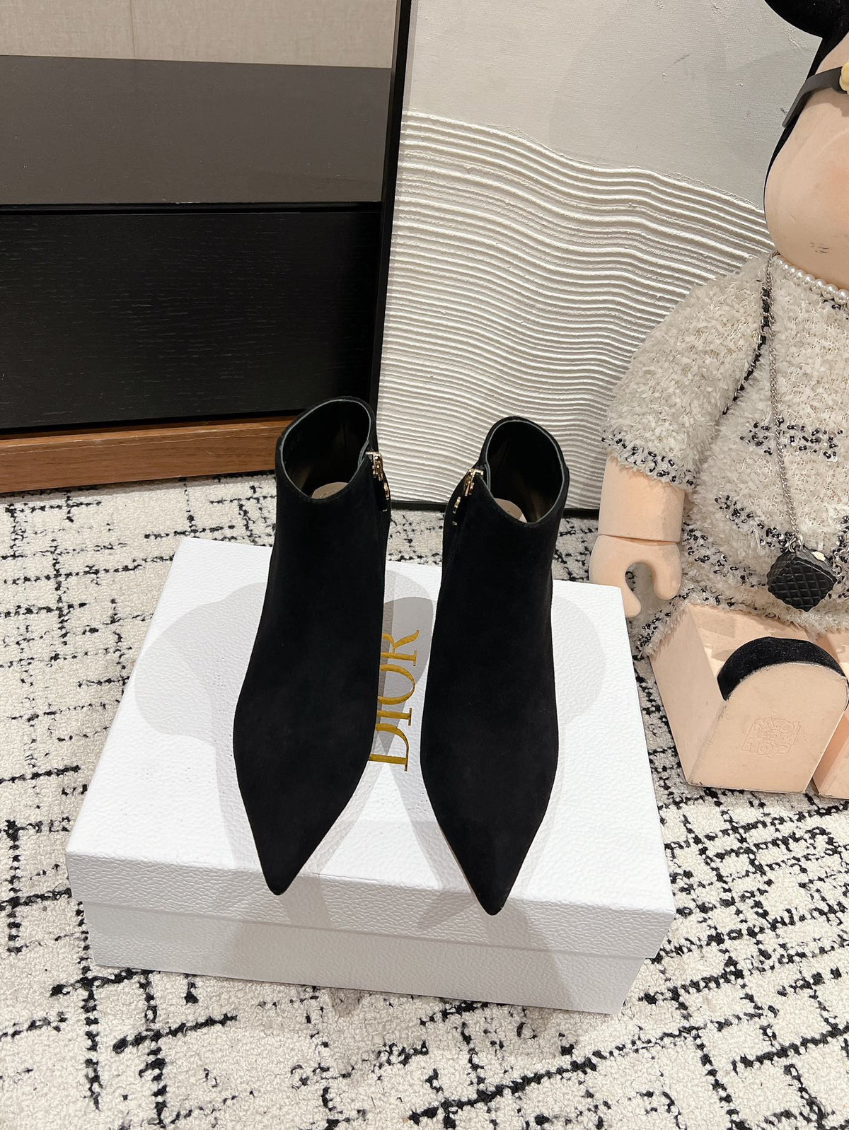 CD Tribales Heeled Ankle Boot 80mm In Black Suede  997059