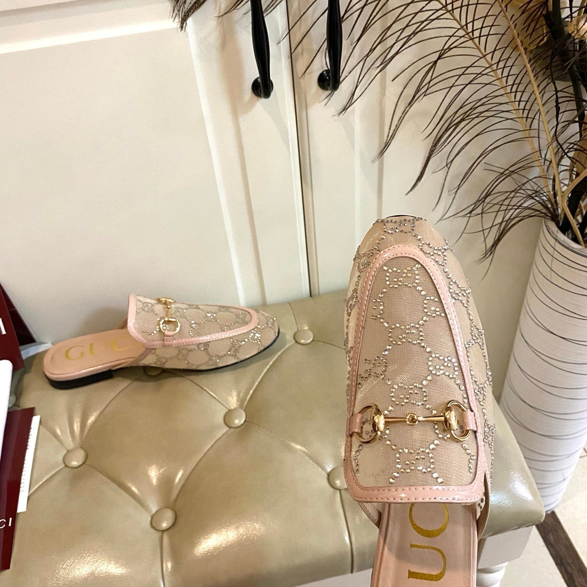 GG PrinceTown Mule Pink Mesh With Crystal