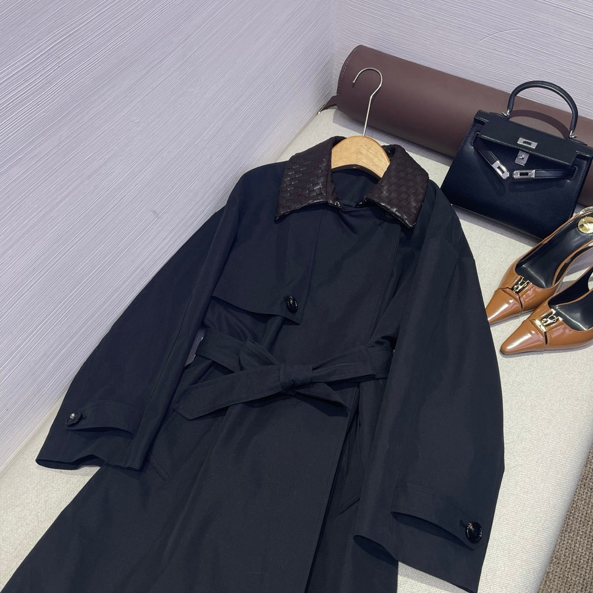Bottega Veneta 2026 Trench Coat Cotton Leather 425287