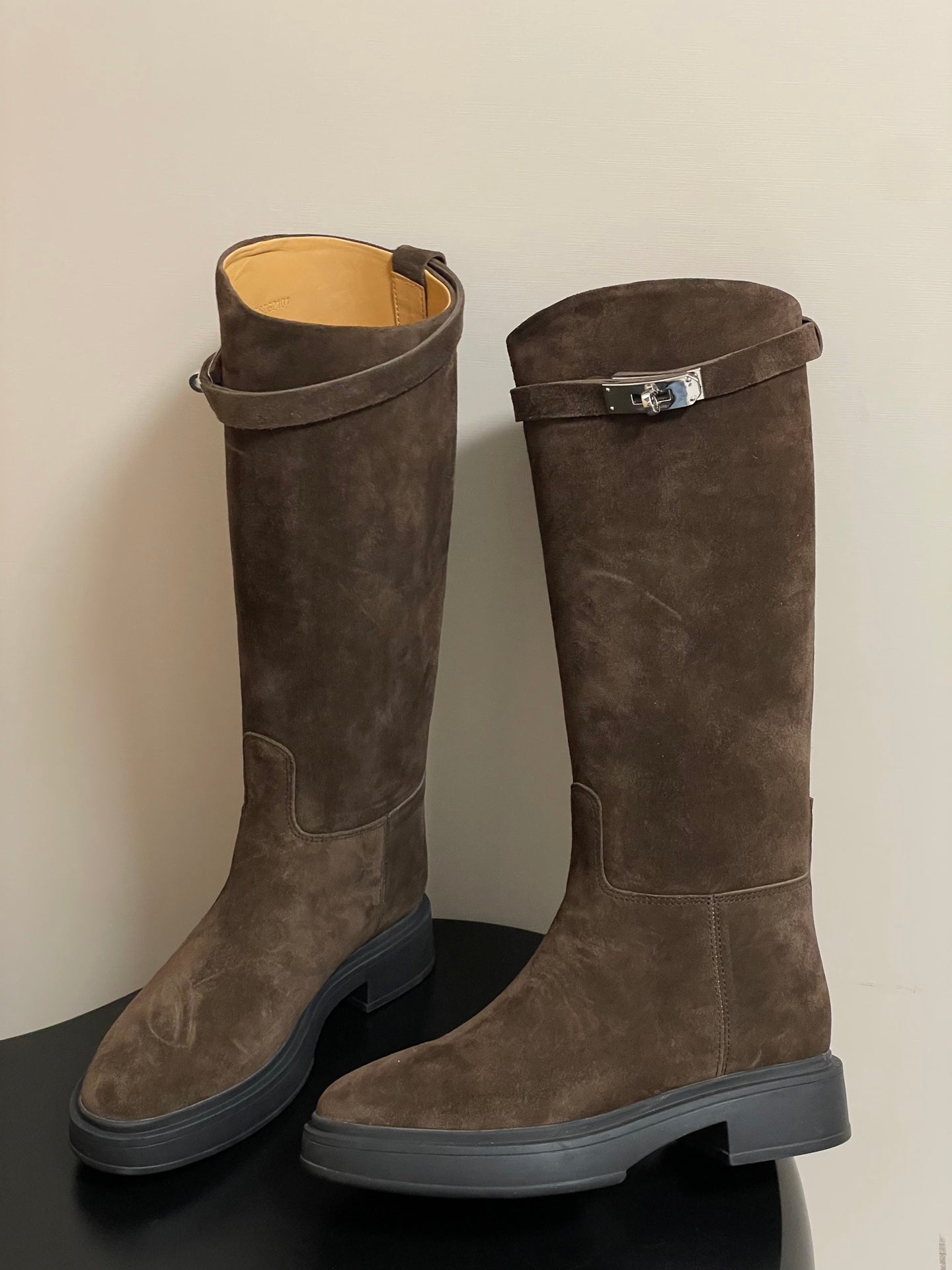 HM Jumping Boots Dark Brown Kelly Buckle Suede 423265