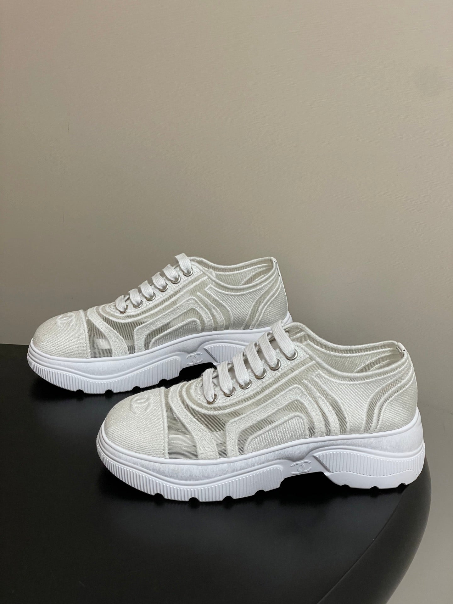 CC 26 Platform Sneaker White Fabric Mesh 593349