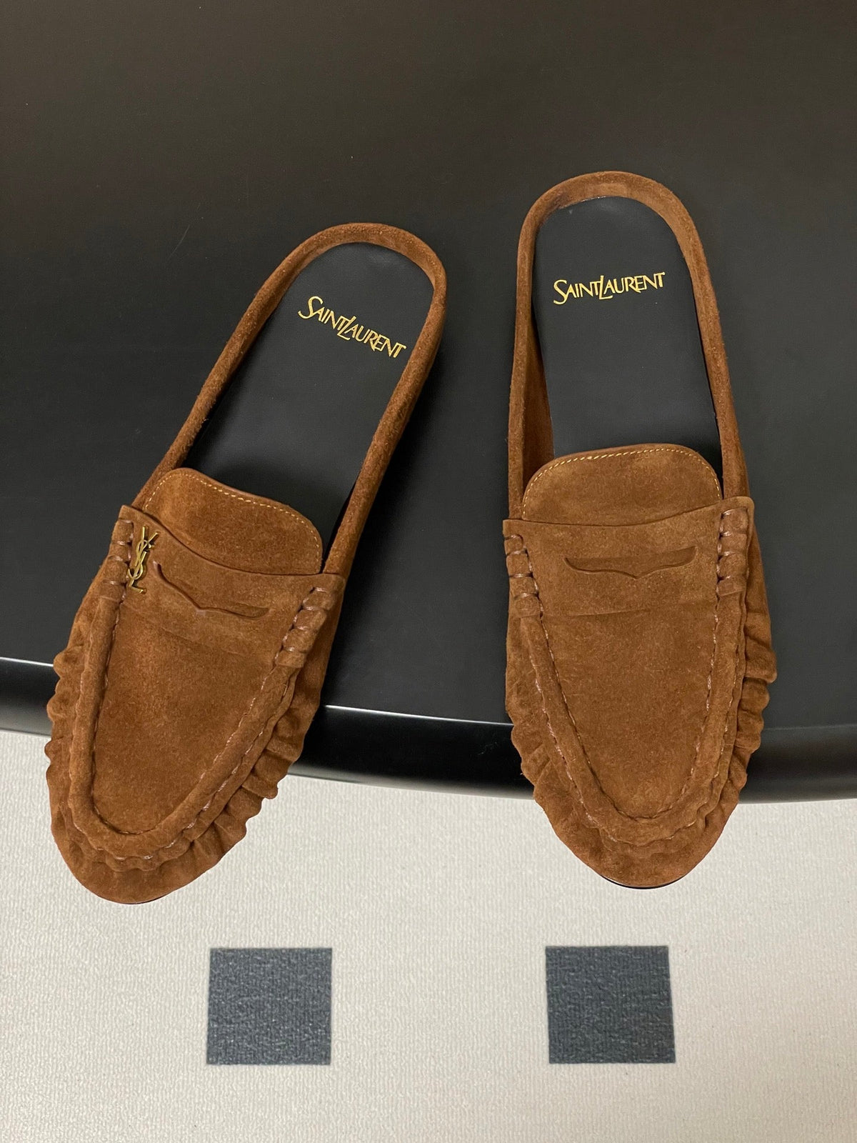Saint Laurent 2026 Le Loafer Mules Brown Suede 593933