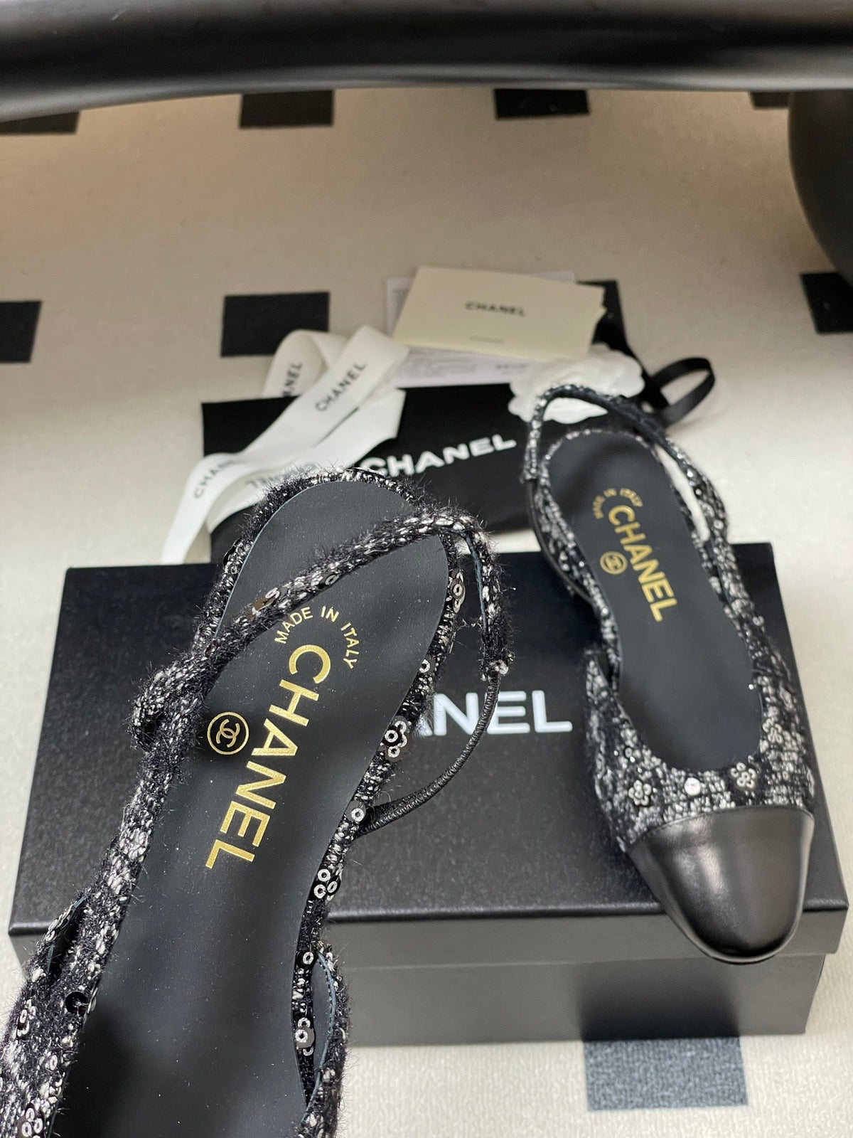 CC 26s Slingback Black Tweed Sheepskin 649420