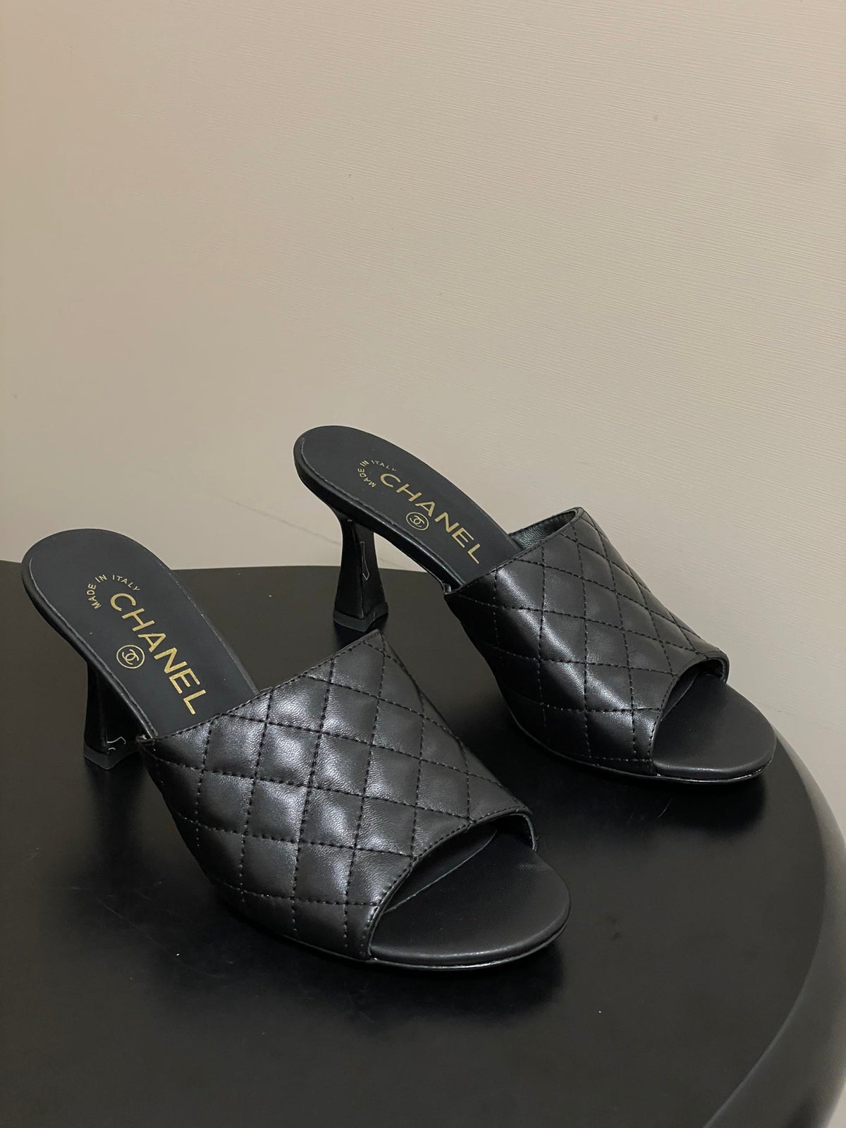 Chanel 2026  Peep-Toe High-Heeled Sandals Leather Sheepskin 834720