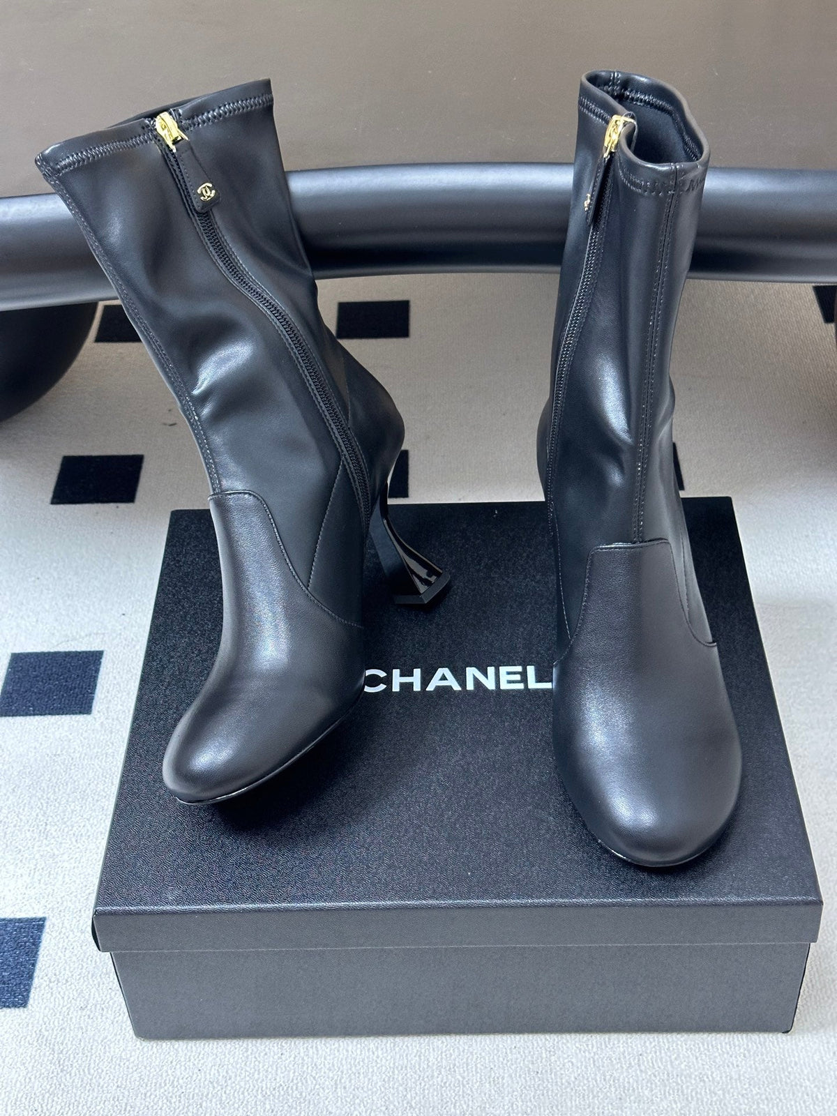 Chanel 2026 Round Toe Ankle Boots 95mm Leather 185662