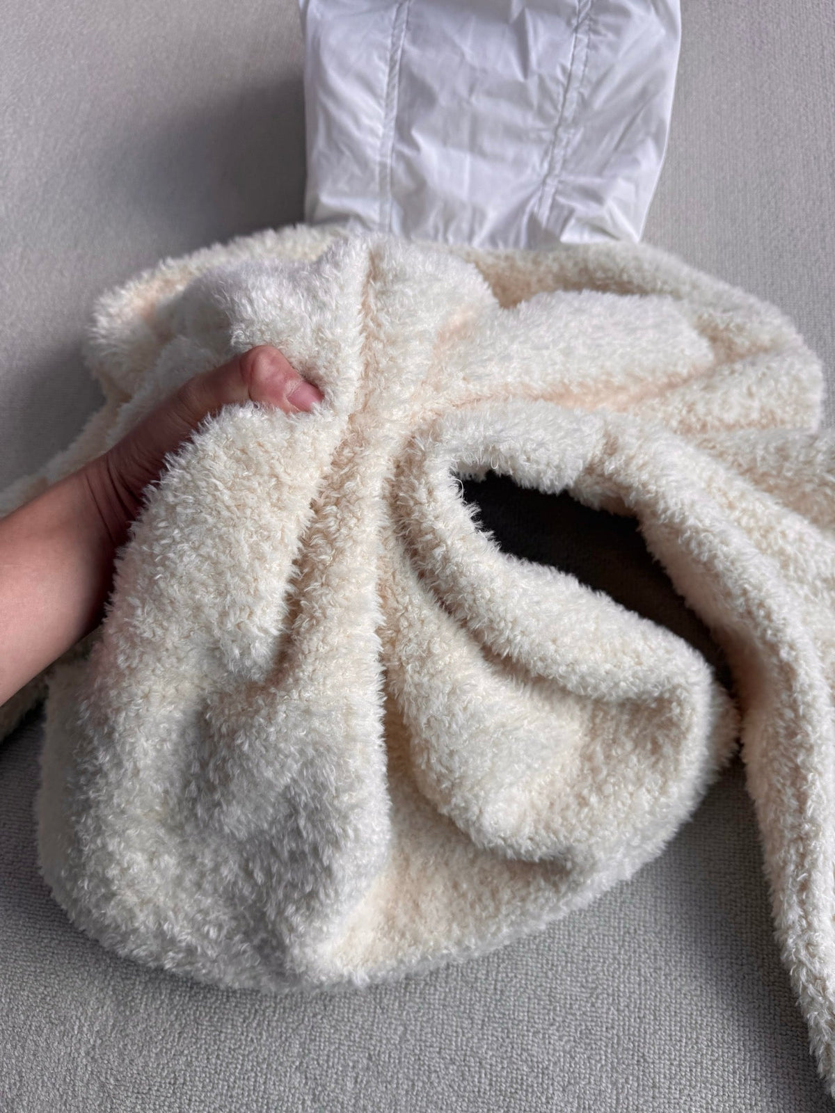 MC 2025 Sweatshirt Ivory White Teddy Felt Fabric