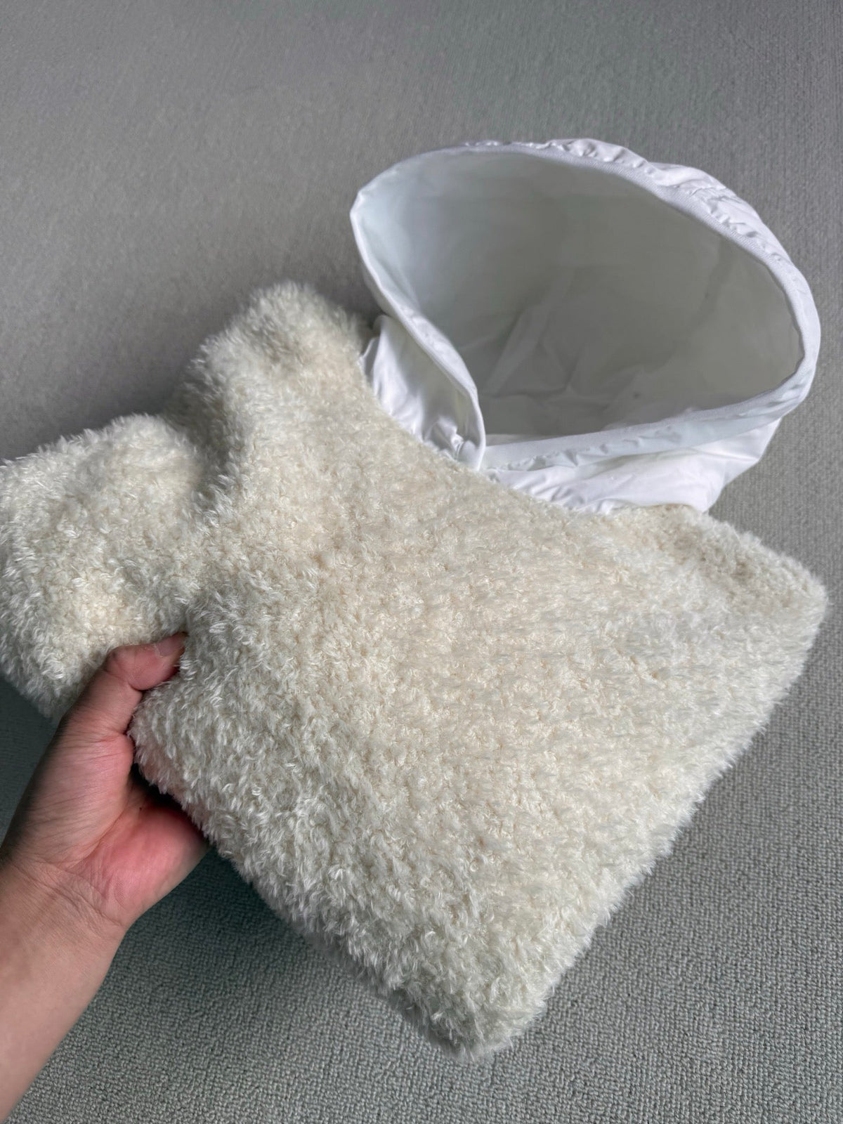 MC 2025 Sweatshirt Ivory White Teddy Felt Fabric