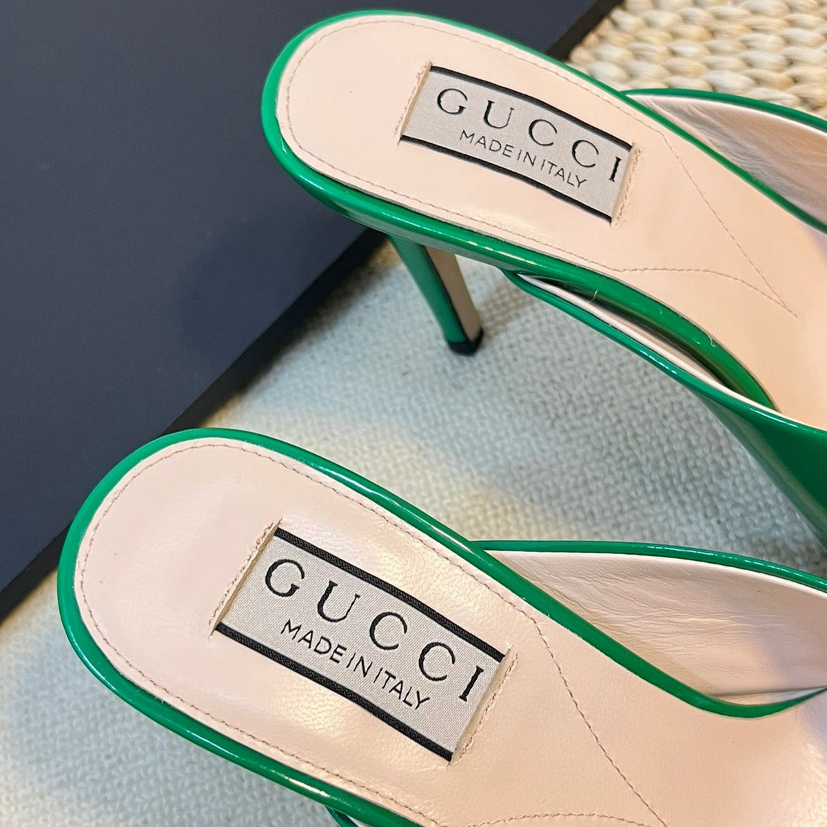 GG  Women's Horsebit mid-heel slide sandal in glossy Jade Green