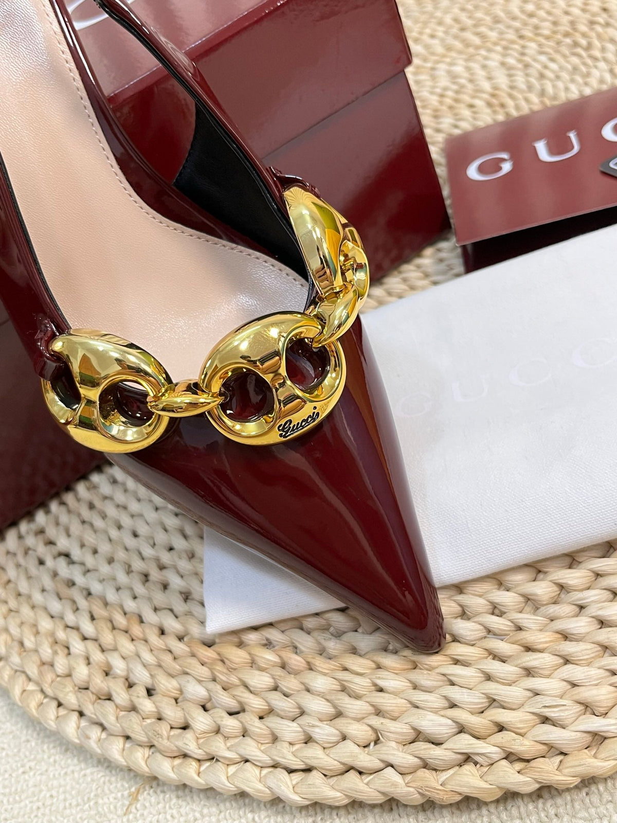 GC Slingbacks With Marina Chain 50mm Red Patent Leather 294582