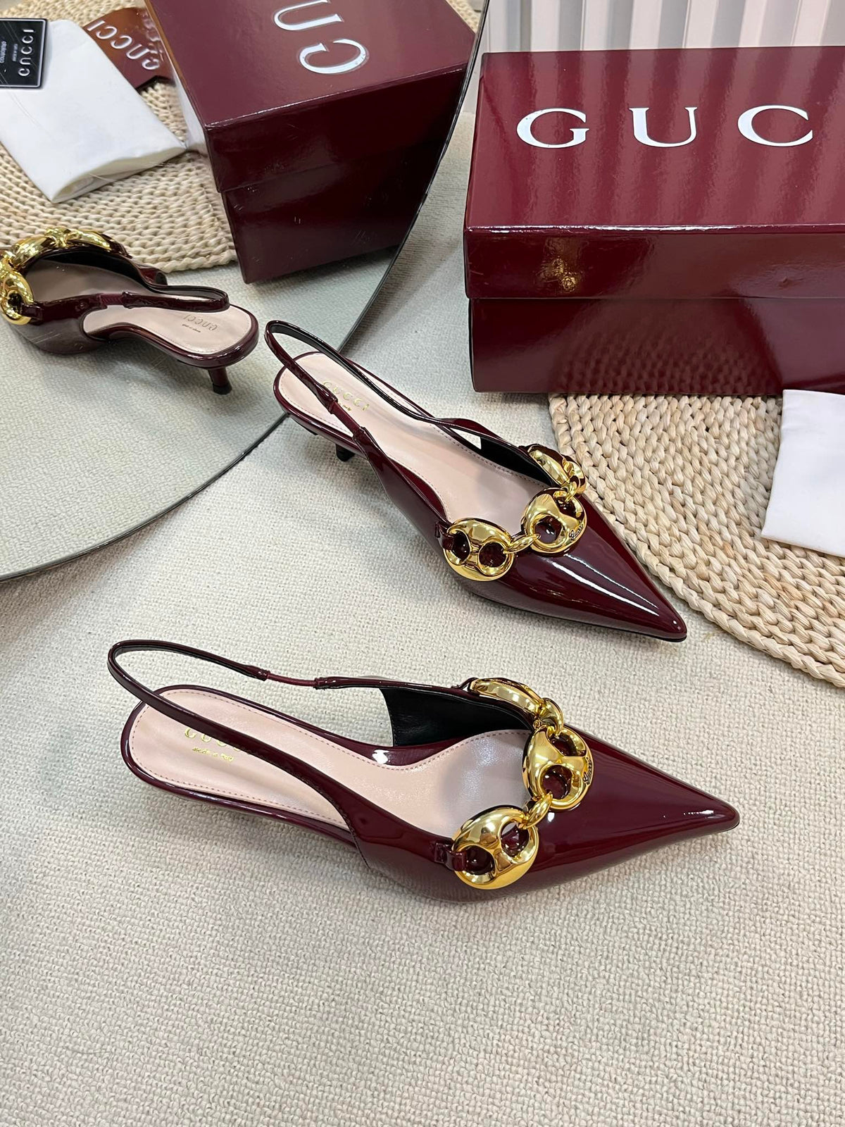 GC Slingbacks With Marina Chain 50mm Red Patent Leather 294582