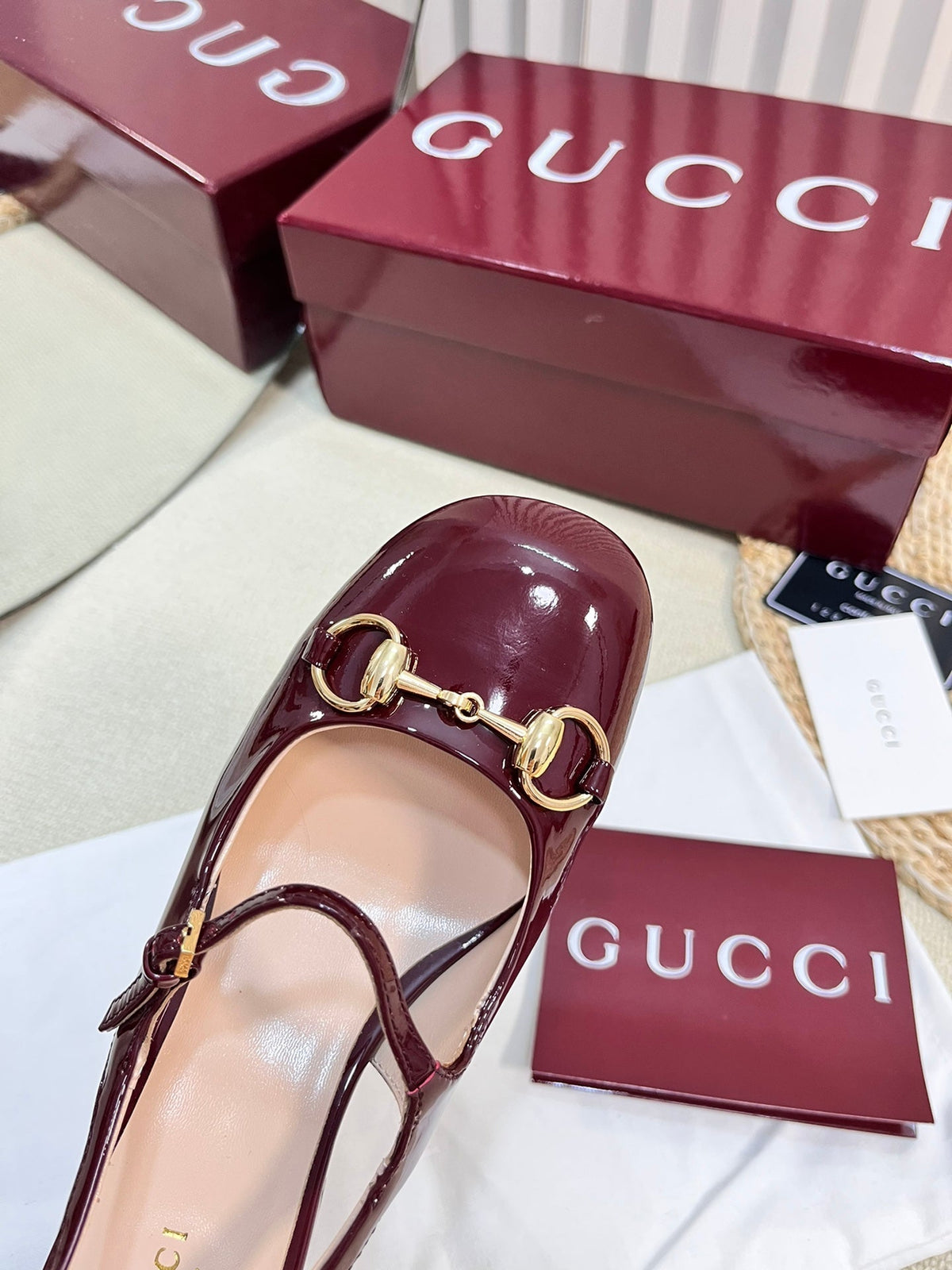 GC Horsebit Slingback 60mm Rosso Ancora red Patent Leather 294589