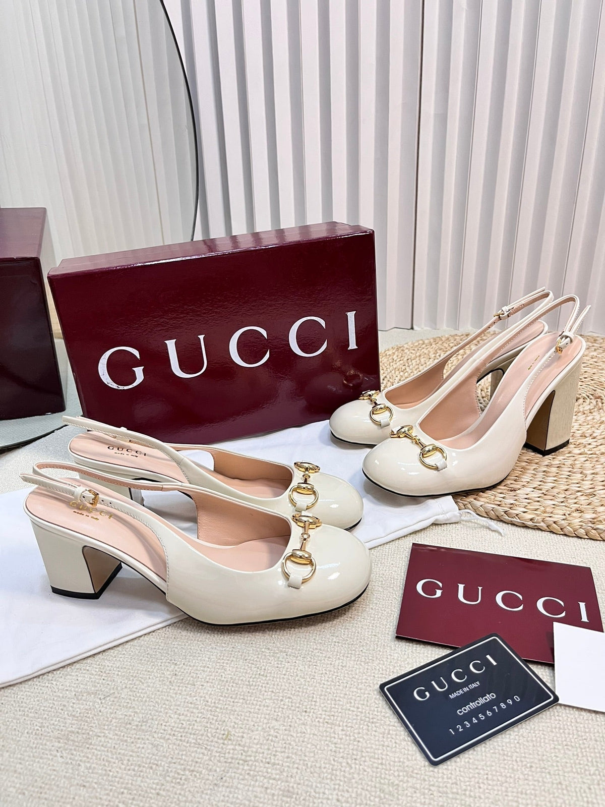 GC Horsebit Slingback 60mm Ivory Patent Leather 294592