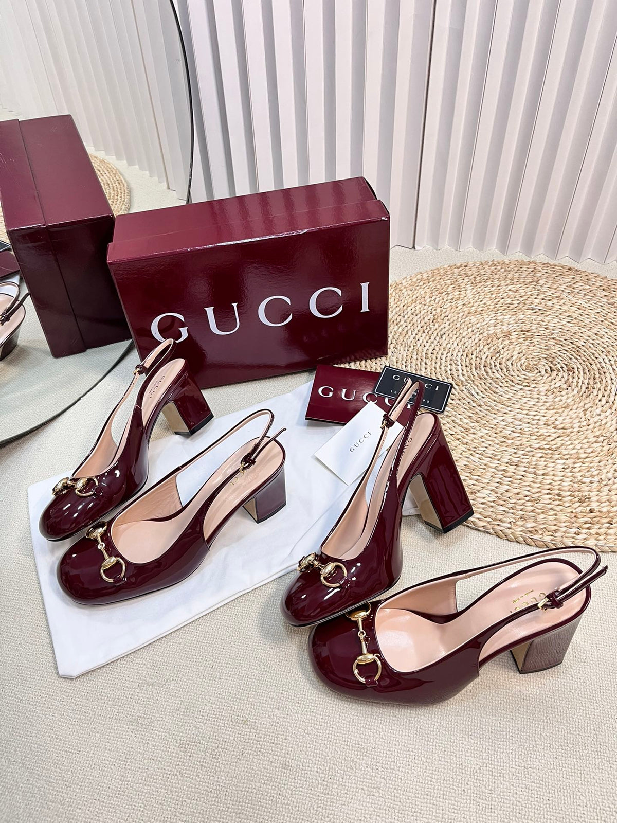 GC Horsebit Slingback 95mm Rosso Ancora red Patent Leather 294593