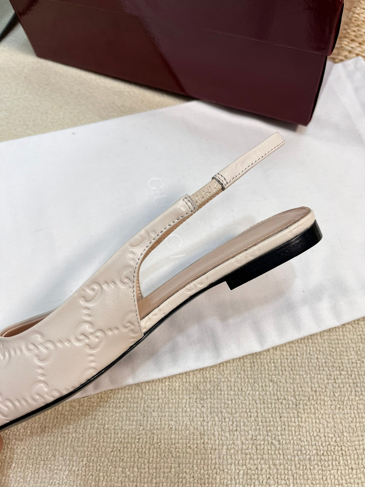 GC Horsebit Slingback Pump 10mm Ivory Embossed Sheepskin 294572